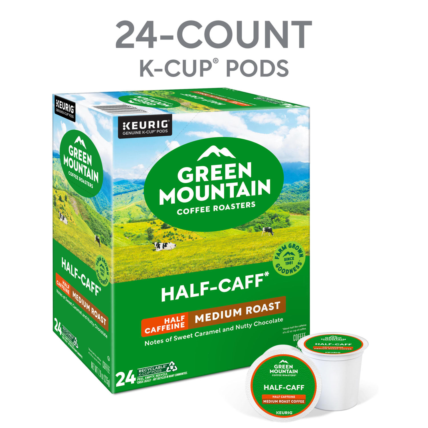 Green Mountain Coffee Single-Serve Coffee K-Cup Pods, Half-Caff, Carton Of 24 - Image 3