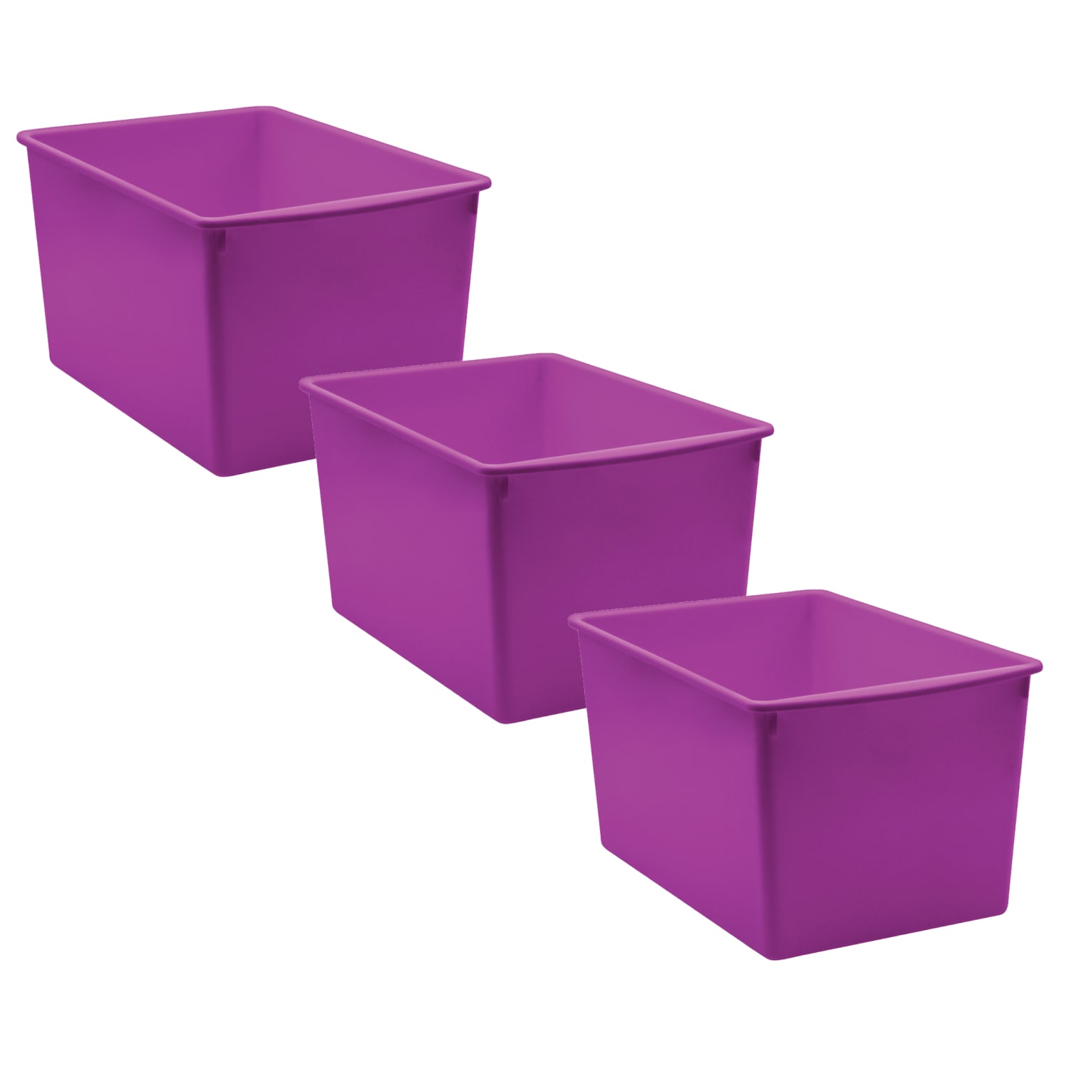Teacher Created Resources Plastic Multi-Purpose Bins, 7-1/2inH x 9-1/4inW x 14inD, Purple, Pack Of 6 Bins