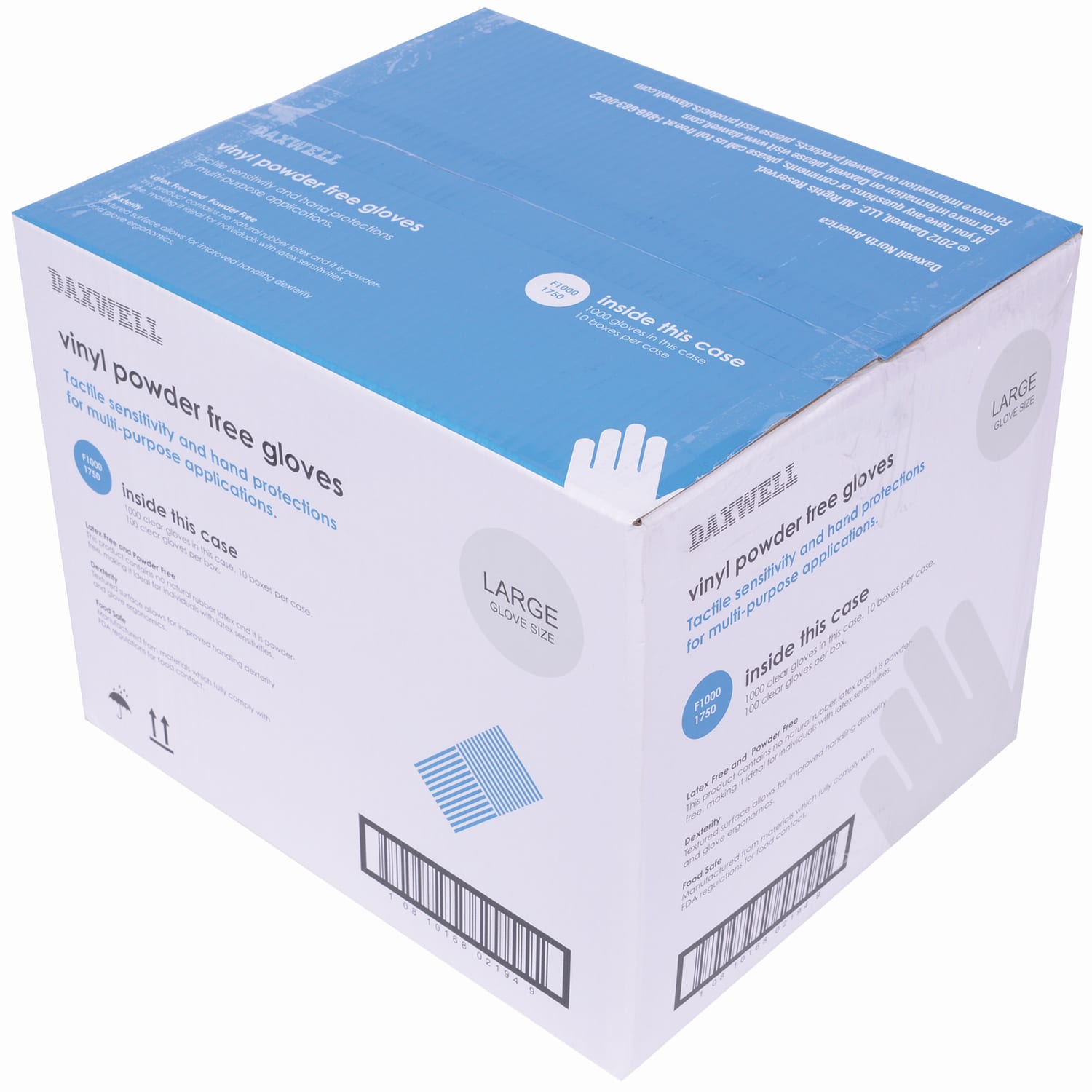 Daxwell Vinyl Gloves, Large, Clear, 100 Gloves Per Pack, Box Of 10 Packs - Image 3