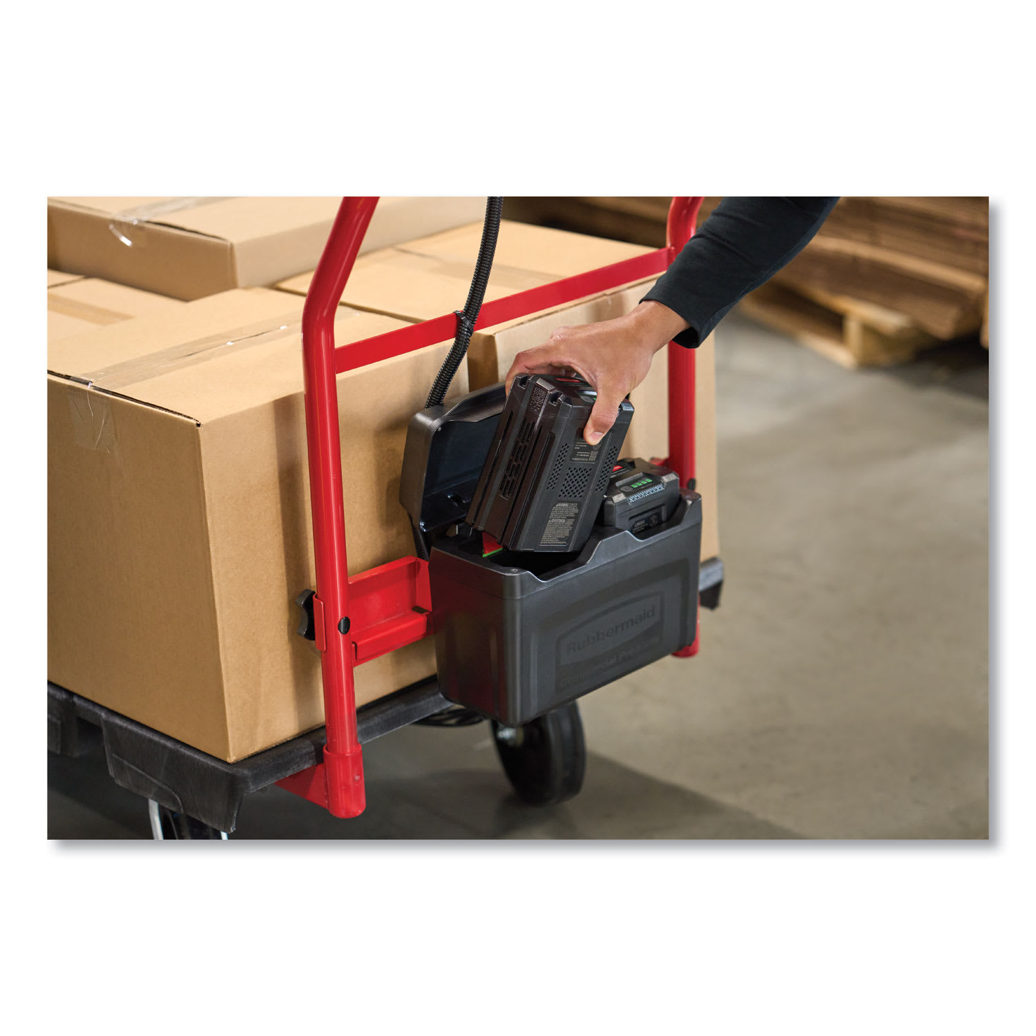 Rubbermaid Commercial Motorized Kit for 30in x 60in Platform Trucks, Large, DC Motor, 60 V Lithium-Ion Battery, 0.5 mph to 3 mph, Black/Red - Image 5