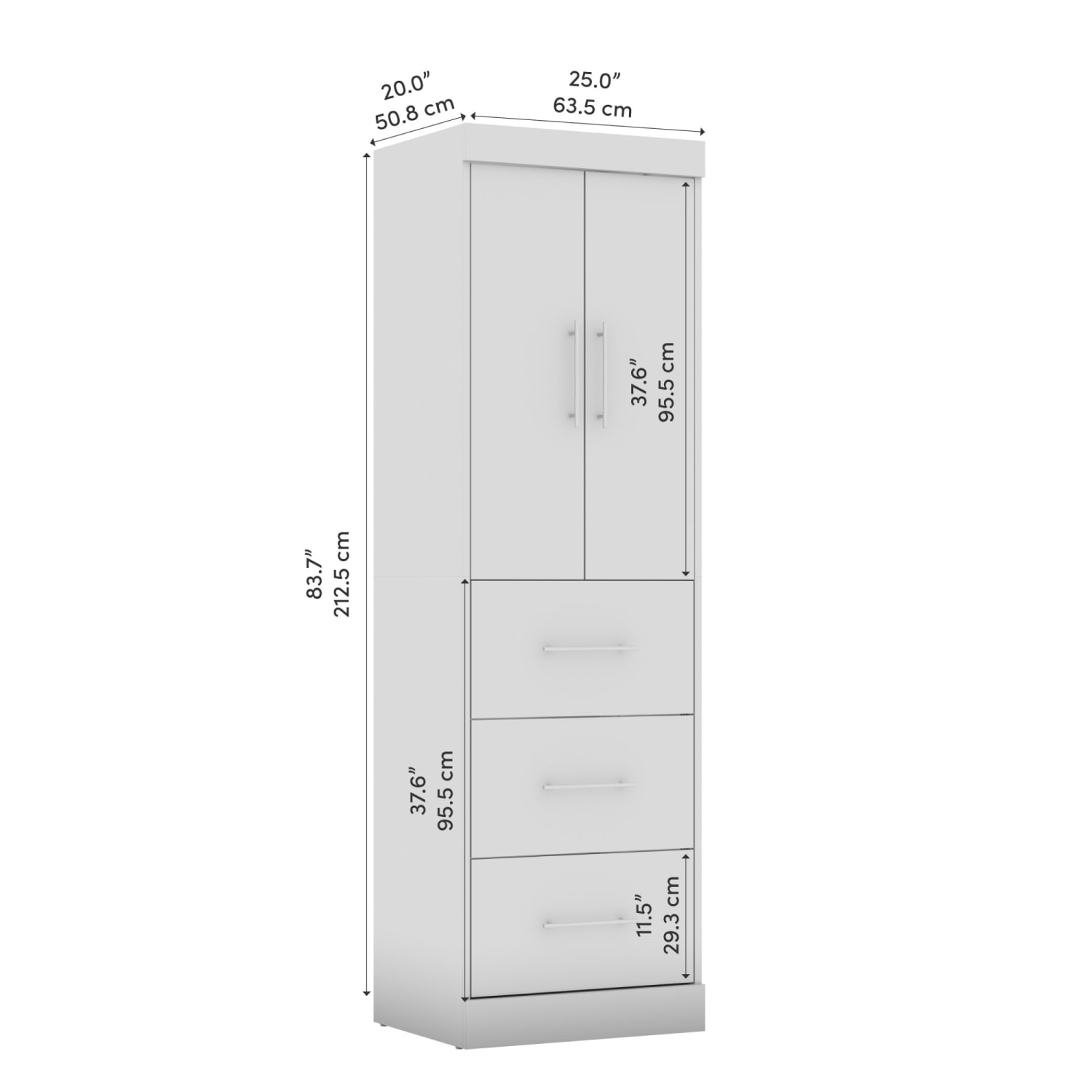 Bestar Nebula 25inW Wardrobe With 3 Drawers, White - Image 5