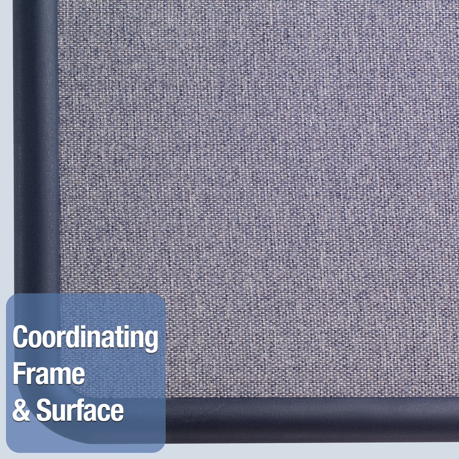 Quartet Contour Fabric Bulletin Board, 48in x 36in, Plastic Frame With Light Blue/Navy Finish - Image 6