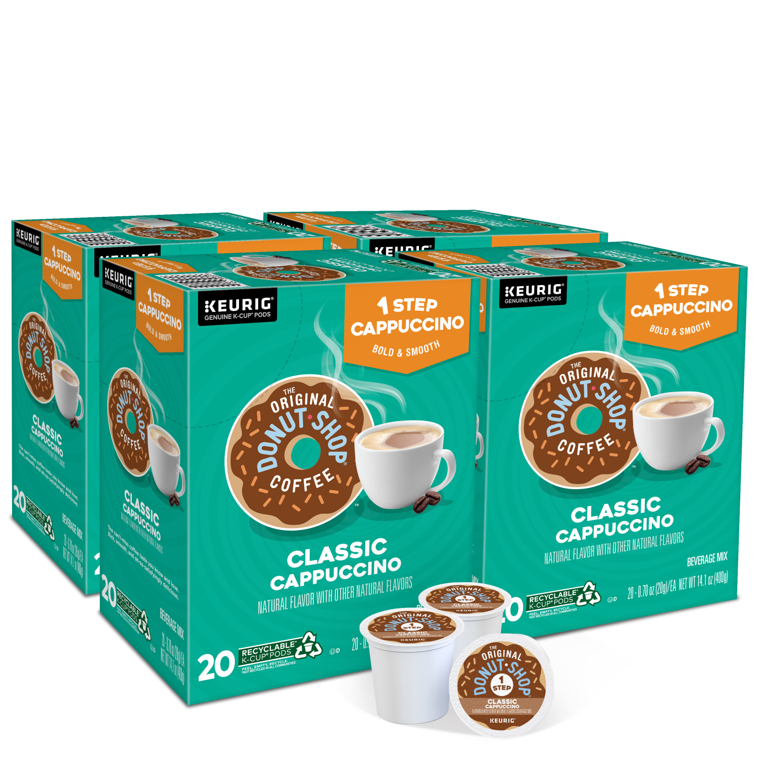 The Original Donut Shop Coffee K-Cup Pods, Classic Cappuccino, 20 Pods Per Box, Set Of 4 Boxes - Image 3
