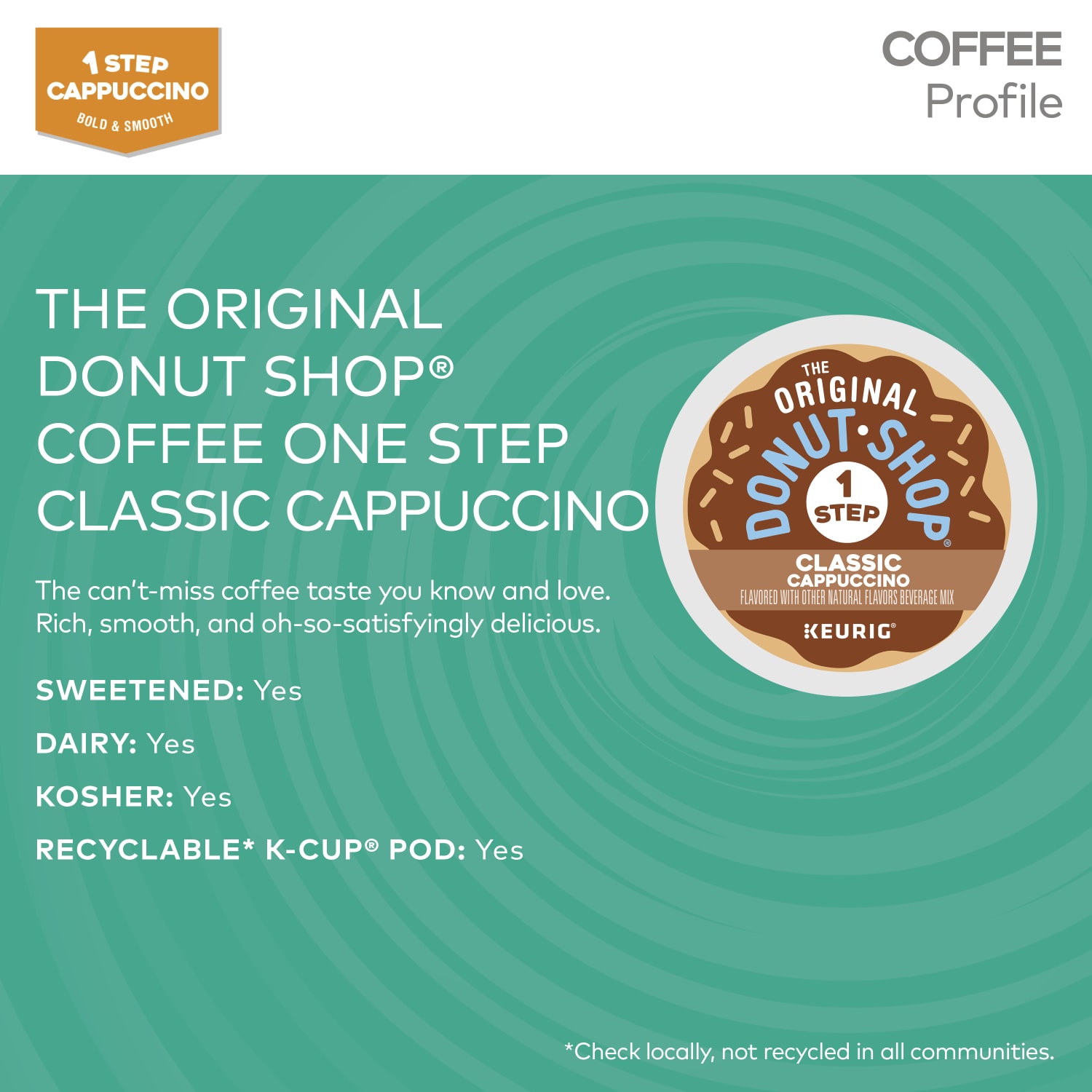 The Original Donut Shop Coffee K-Cup Pods, Classic Cappuccino, 20 Pods Per Box, Set Of 4 Boxes - Image 6