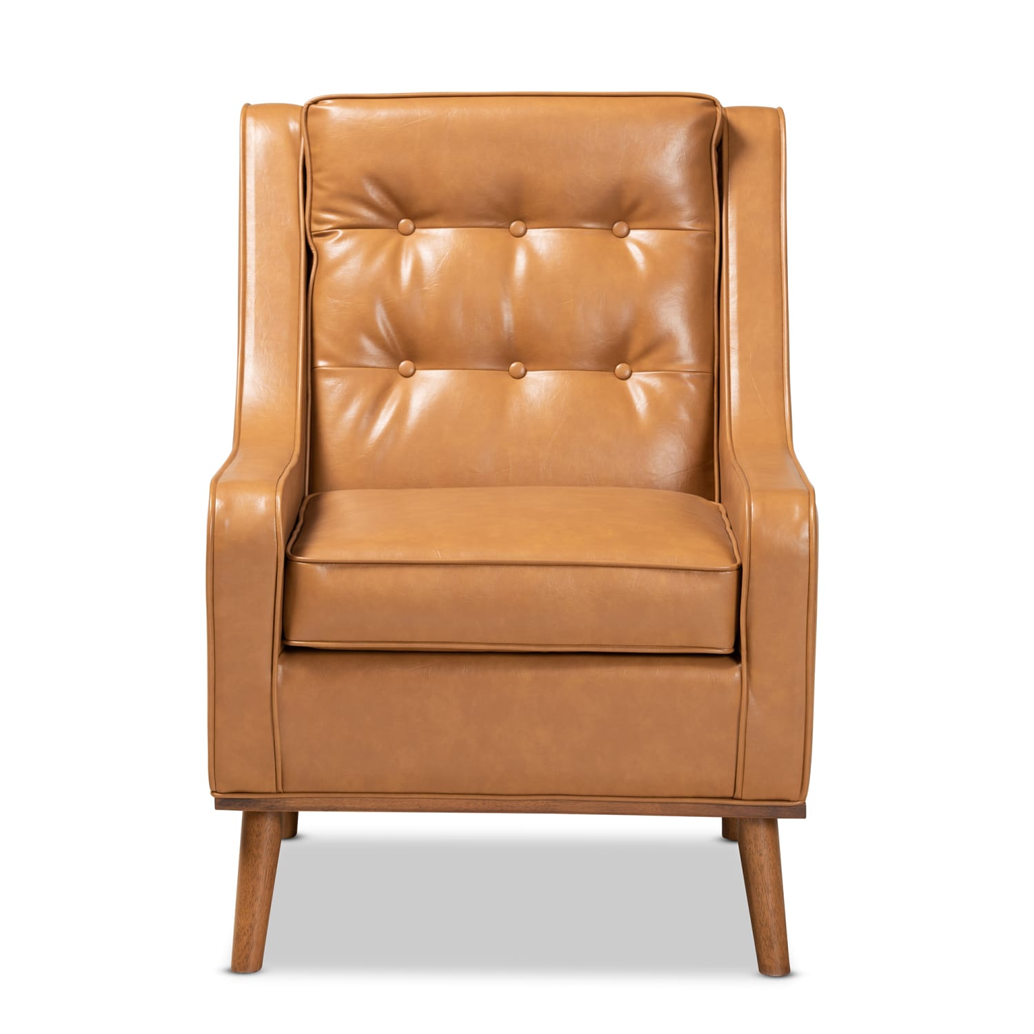 Baxton Studio Daley Lounge Armchair, Tan/Walnut Brown - Image 3