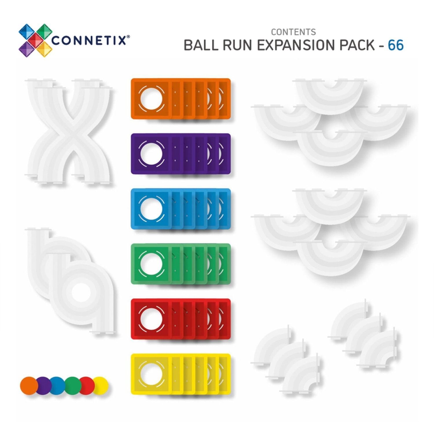 Connetix Magnetic Tiles Rainbow Ball Run Expansion Pack, 66 Pieces - Image 3
