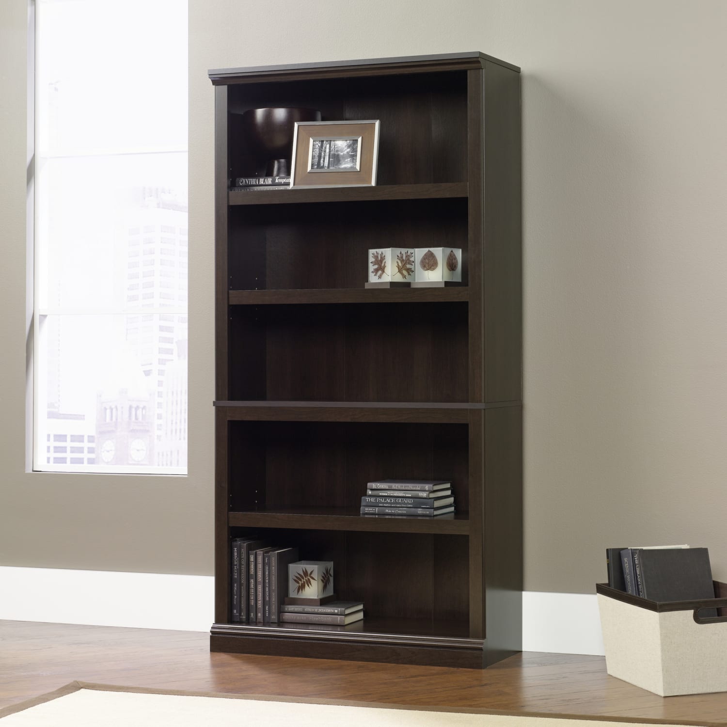Sauder Select 70inH 5-Shelf Bookcase, Cinnamon Cherry - Image 3