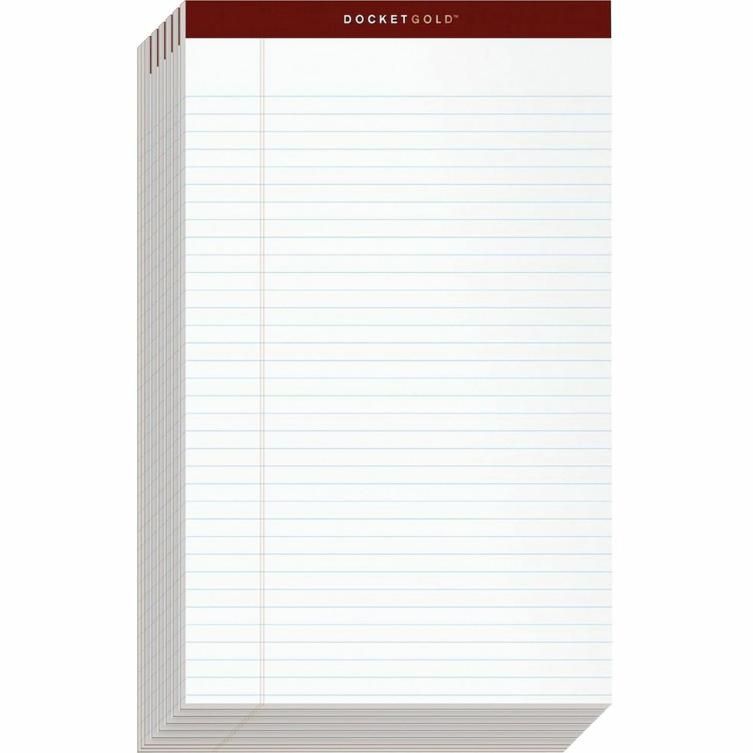 TOPS Docket Gold Premium Writing Pads, 8 1/2in x 14in, Legal Ruled, 50 Sheets Per Pad , White, Pack Of 12 Pads - Image 4