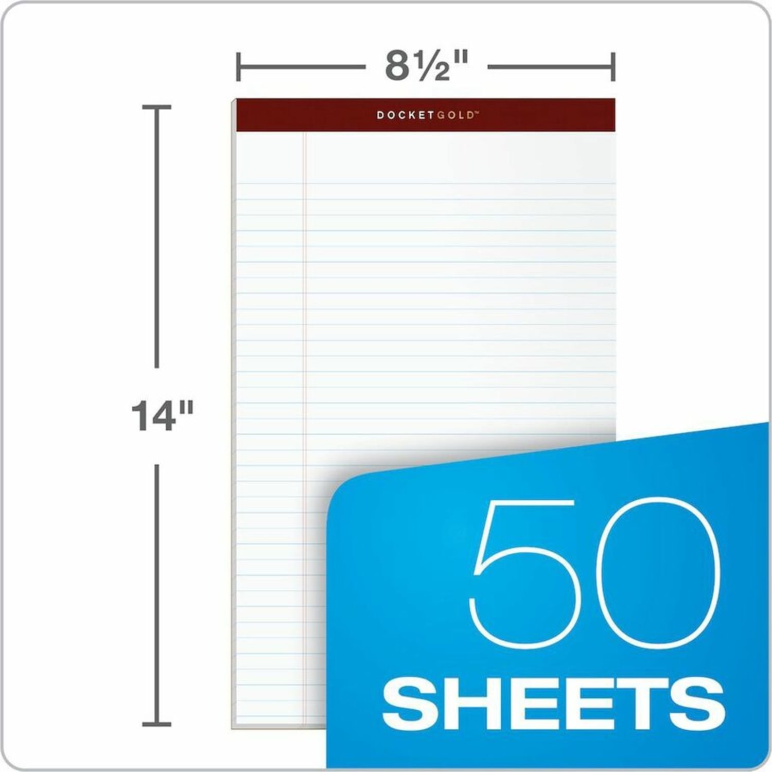 TOPS Docket Gold Premium Writing Pads, 8 1/2in x 14in, Legal Ruled, 50 Sheets Per Pad , White, Pack Of 12 Pads - Image 6