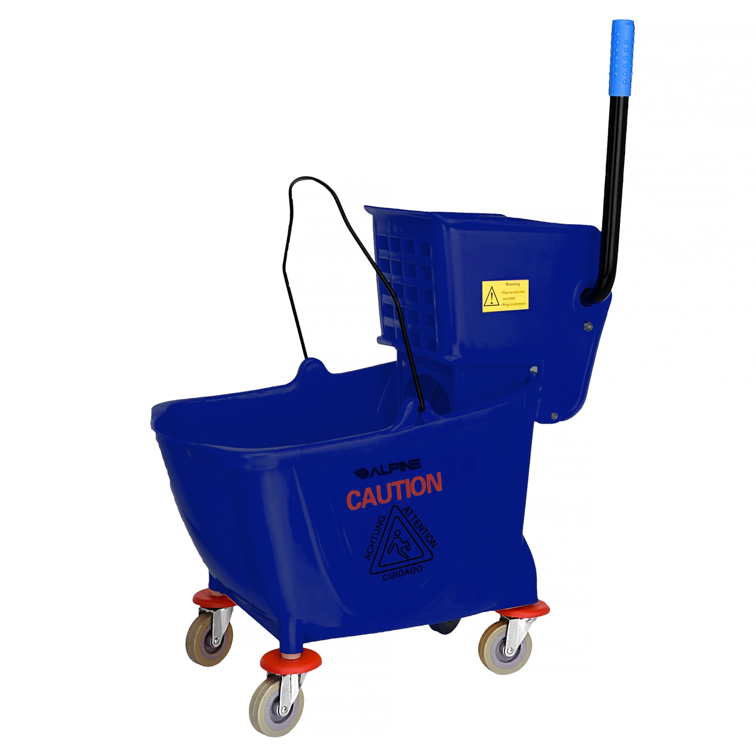 Alpine PVC Mop Bucket With Side Wringer, 36 Qt, 35inH x 15inW x 25inD, Blue - Image 3
