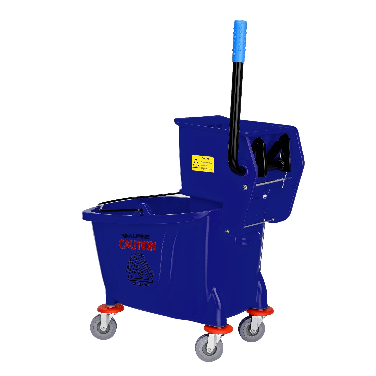 Alpine PVC Mop Bucket With Side Wringer, 36 Qt, 35inH x 15inW x 25inD, Blue - Image 5