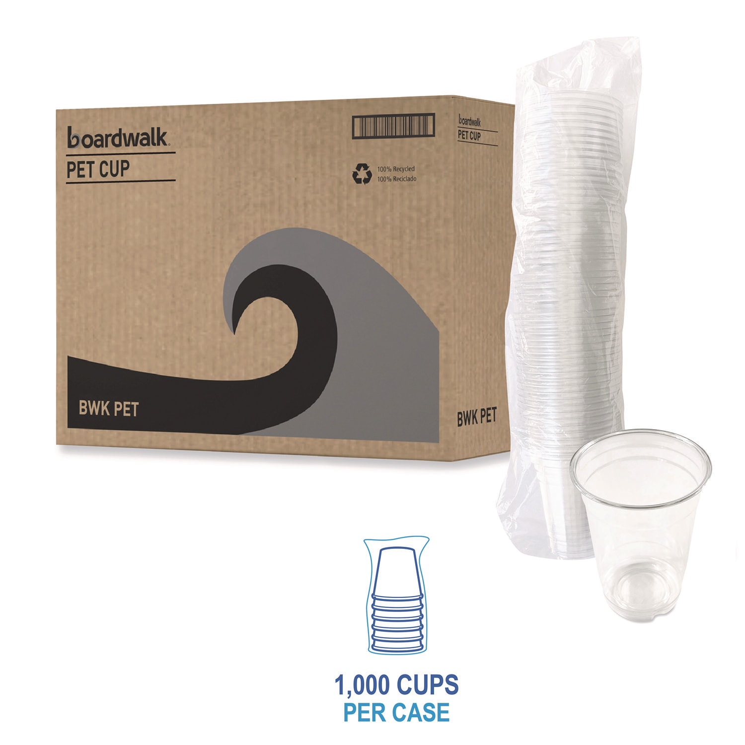 Boardwalk Plastic PET Cups, 14 Oz, Clear, 50 Cups Per Bag, Carton of 20 Bags - Image 6