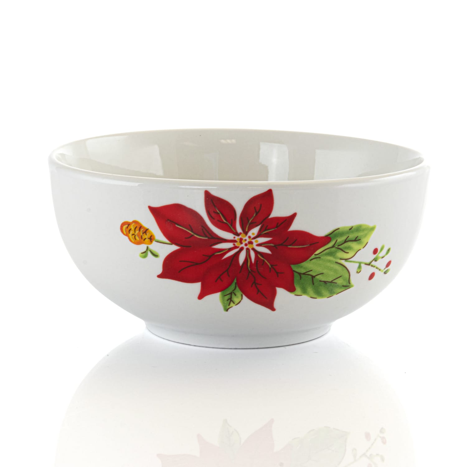 Gibson Holiday Poinsettia 12-Piece Dinnerware Set, White - Image 6
