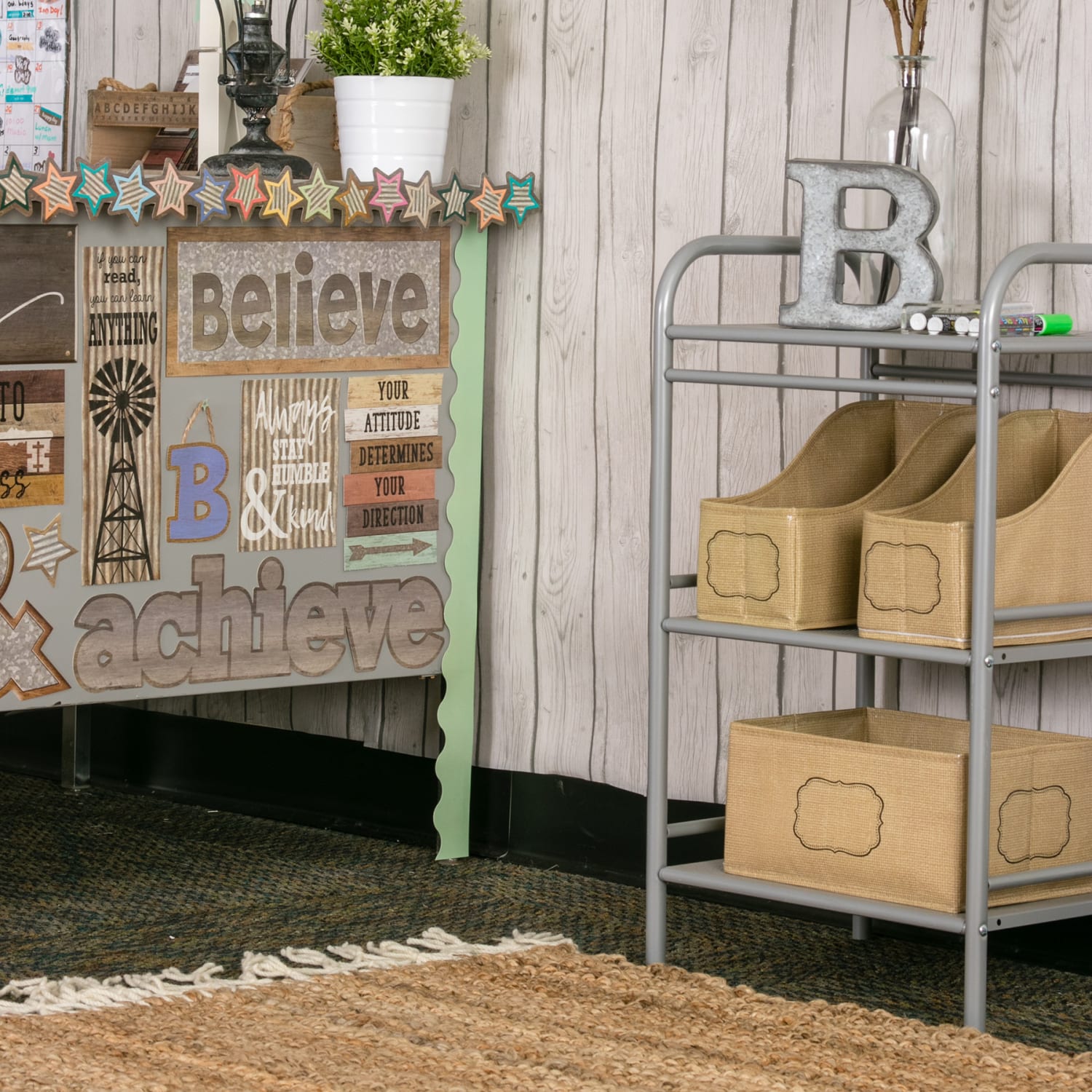Teacher Created Resources Book Bin, Burlap Design, Pack Of 3 - Image 4