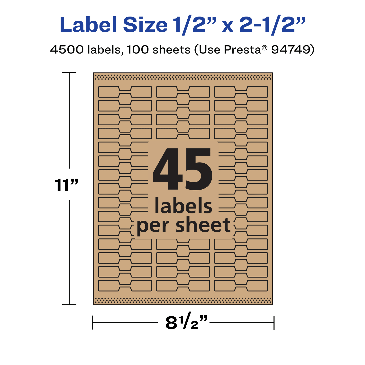 Avery Kraft Permanent Labels With Sure Feed, 94749-KMP100, Barbell, 1/2in x 2-1/2in, Brown, Pack Of 4,500 - Image 6