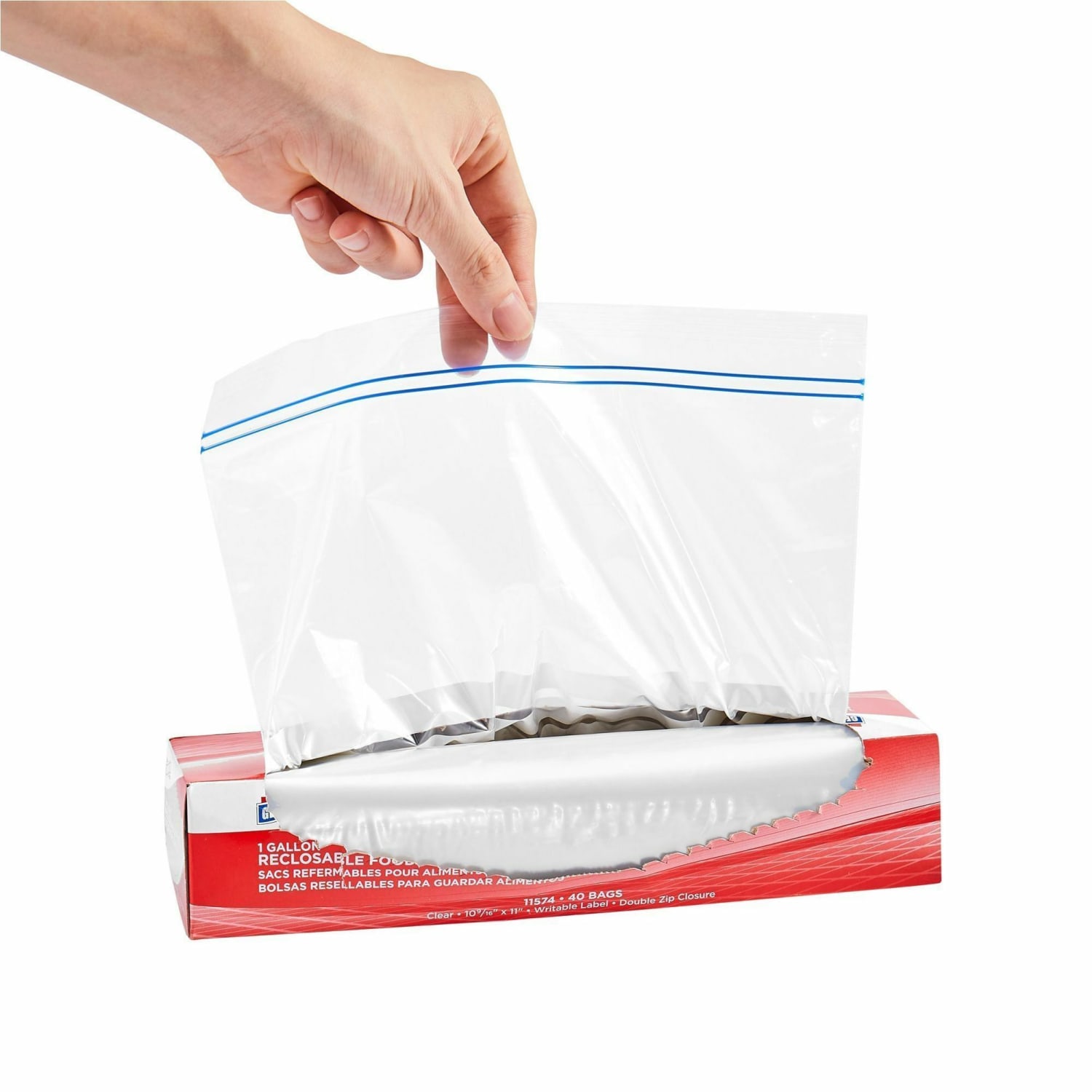 Genuine Joe Food Storage Bags, 1 gal Capacity, 10.56inx 11in, 1.75 mil (44 Micron) Thickness, Zipper Closure, 360 Count - 11574CT - Image 3