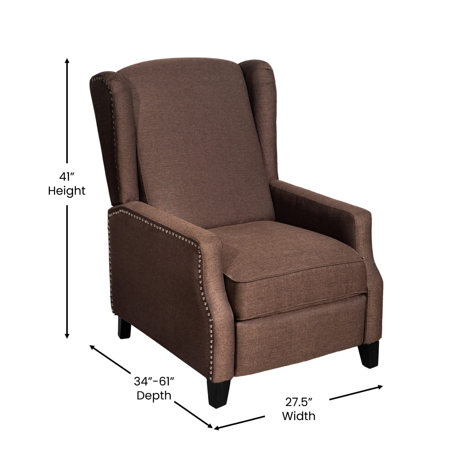 Flash Furniture Prescott Traditional Style Slim PushBack Recliner Accent Chair Brown PopularChairscom Flash Furniture Prescott Traditional Style Slim Push Back Recliner Accent Chair Brown PopularChairscom