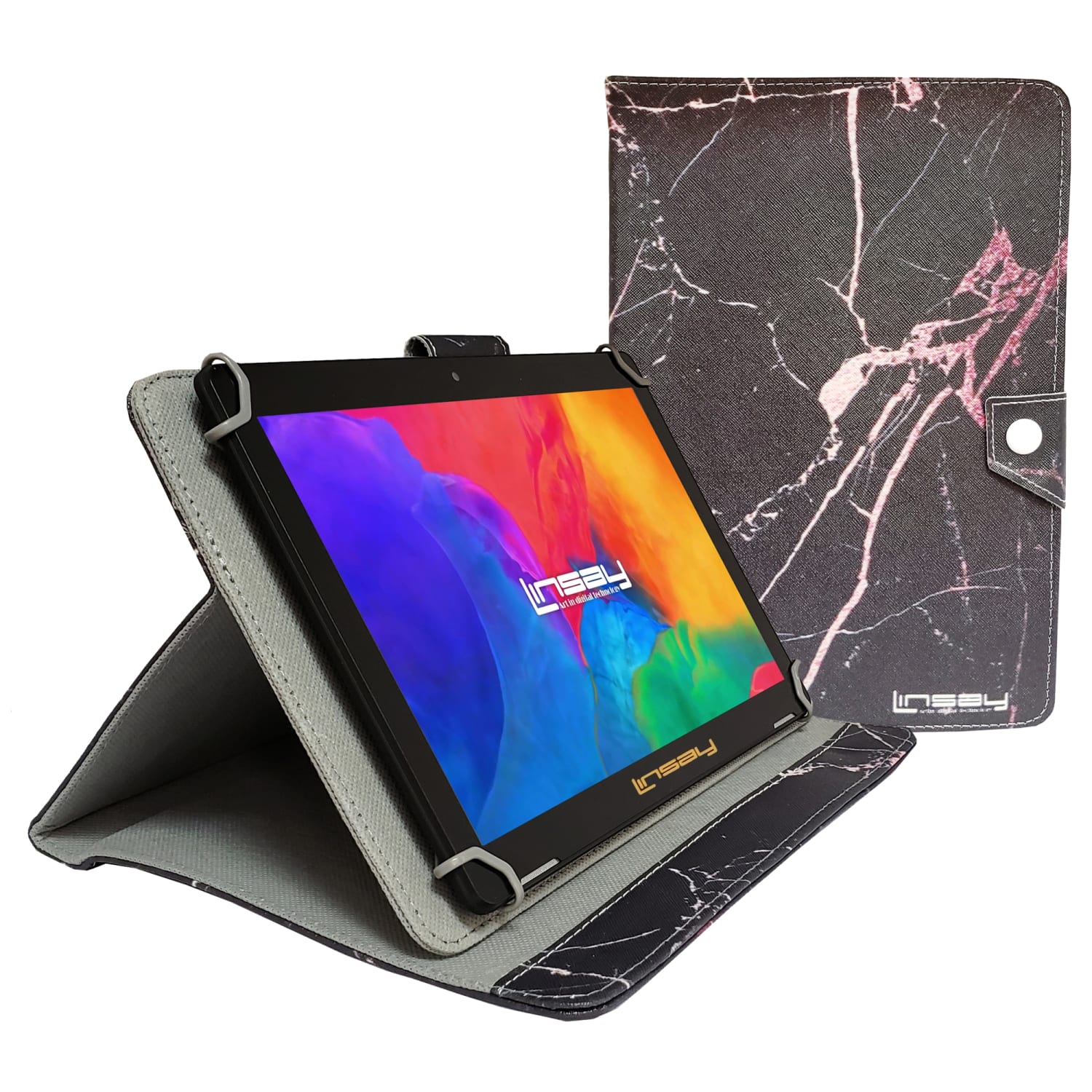 Linsay F10IPS Tablet, 10.1in Screen, 2GB Memory, 64GB Storage, Android 13, Marble Black/Pink - Image 4