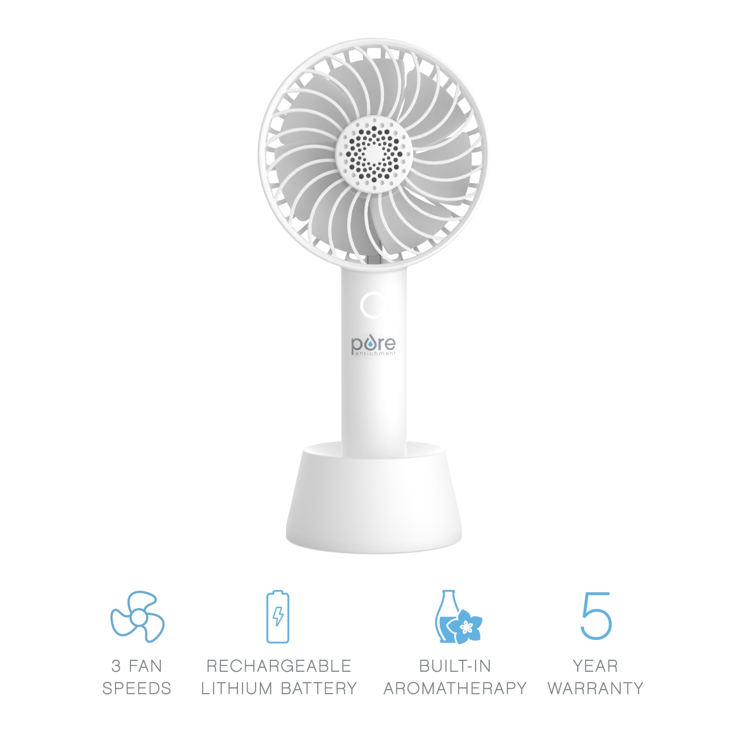 Pure Enrichment PureBreeze Personal Handheld Fan With Base, White - Image 5
