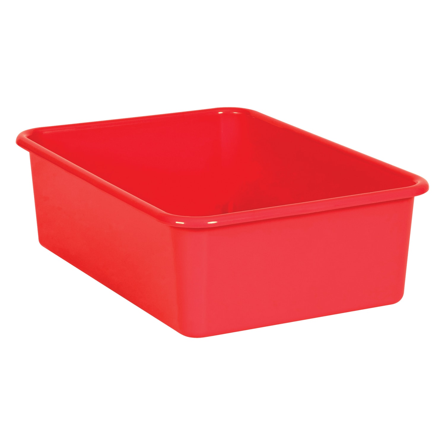 Teacher Created Resources Large Plastic Storage Bins, 5inH x 11-1/2inW x 16-1/4inD, Red, Pack Of 3 Bins - Image 3