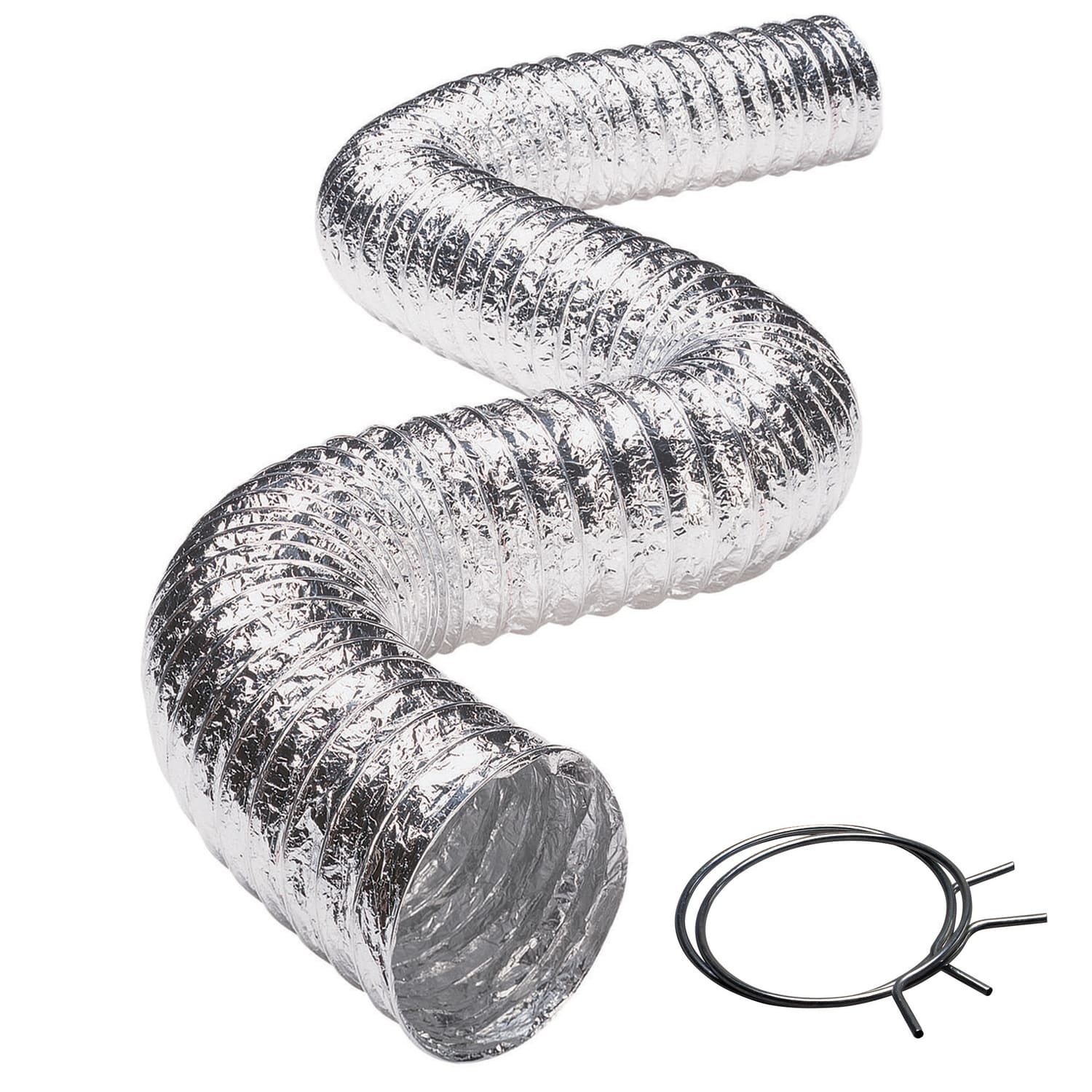 Deflecto 3-Ply 4in x 8ft Class 1 Flexible Aluminum Duct With Spring Clamps, Silver, FLXC0408 - Image 4