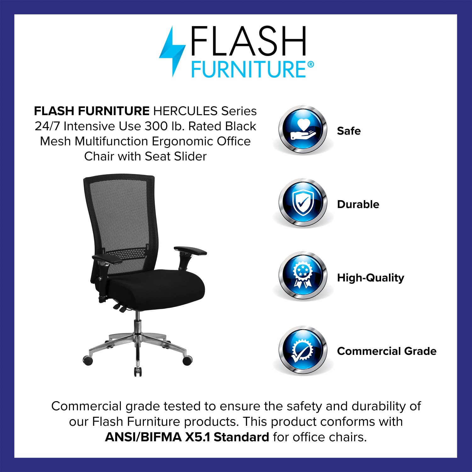 Flash Furniture HERCULES Series 247 Intensive Use Ergonomic High Back Executive Multifunction Office Chair Black FabricGray  GOWY85H PopularChairscom