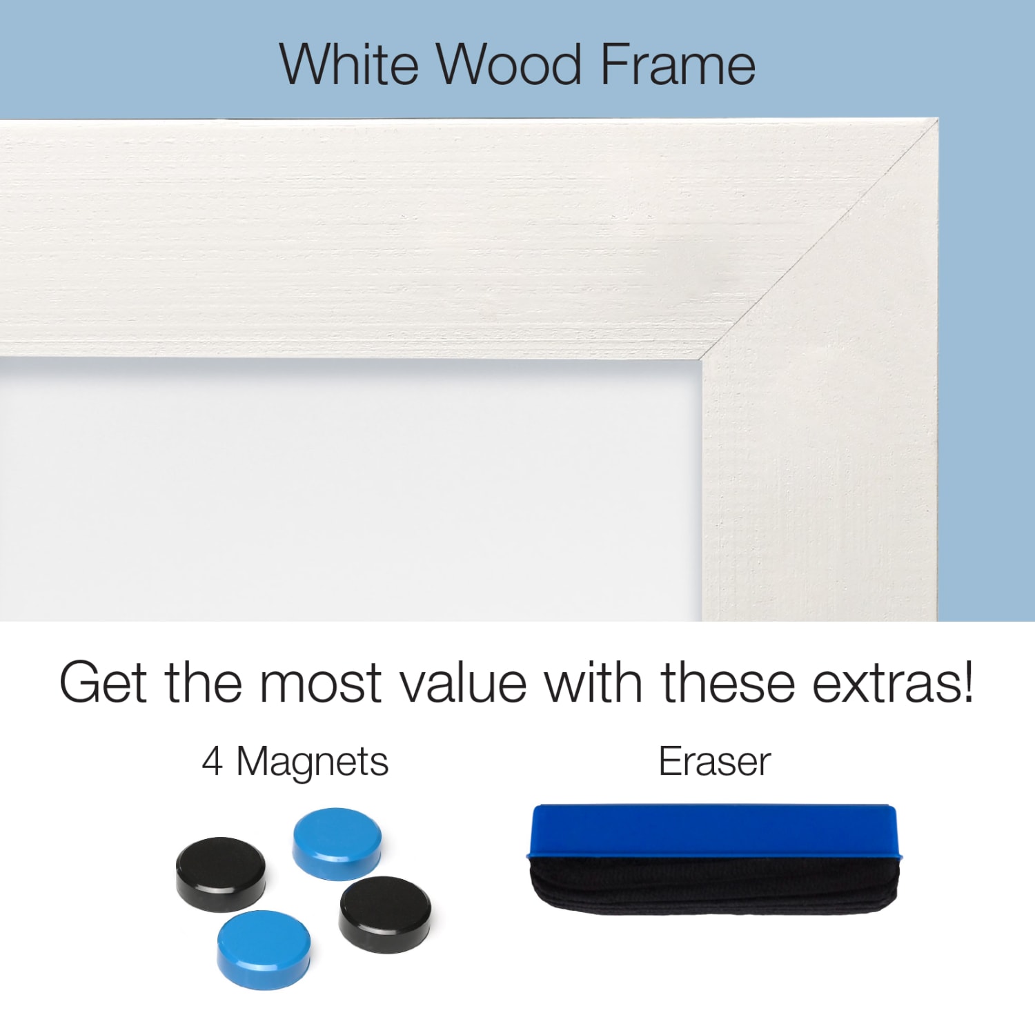 Excello Global Products Magnetic Dry-Erase Whiteboard, Steel, 24in x 36in, White Wood Frame - Image 4