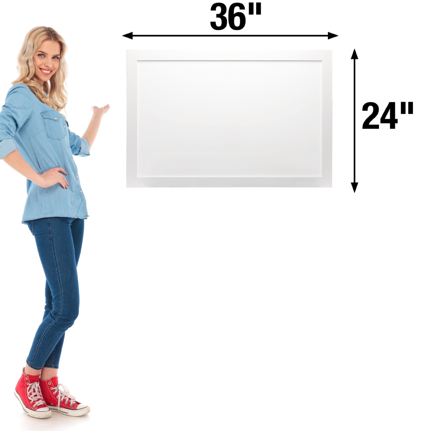 Excello Global Products Magnetic Dry-Erase Whiteboard, Steel, 24in x 36in, White Wood Frame - Image 5