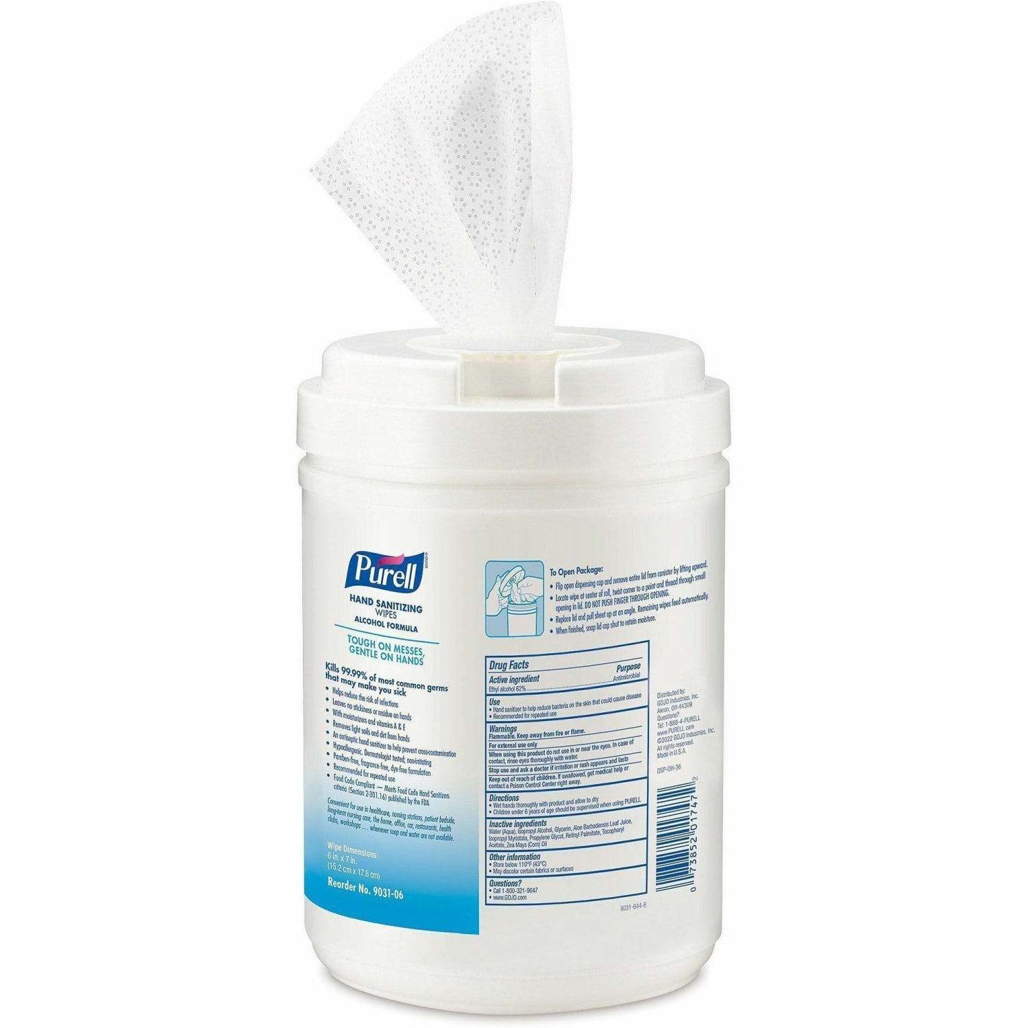 PURELL Alcohol Hand Sanitizing Wipes - White - Pre-moistened, Durable, Lint-free, Textured, Fragrance-free, Dye-free, Non-sticky, Residue-free, Anti-septic, Hypoallergenic, Non-irritating - For Hand - 175 - 1 Each - Image 3