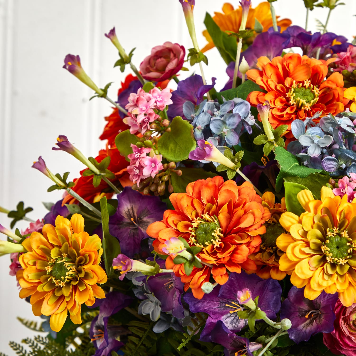 Nearly Natural Mixed 24inH Artificial Giant Floral Arrangement With Blue Vase, 24inH x 22inW x 22inD, Multicolor - Image 5