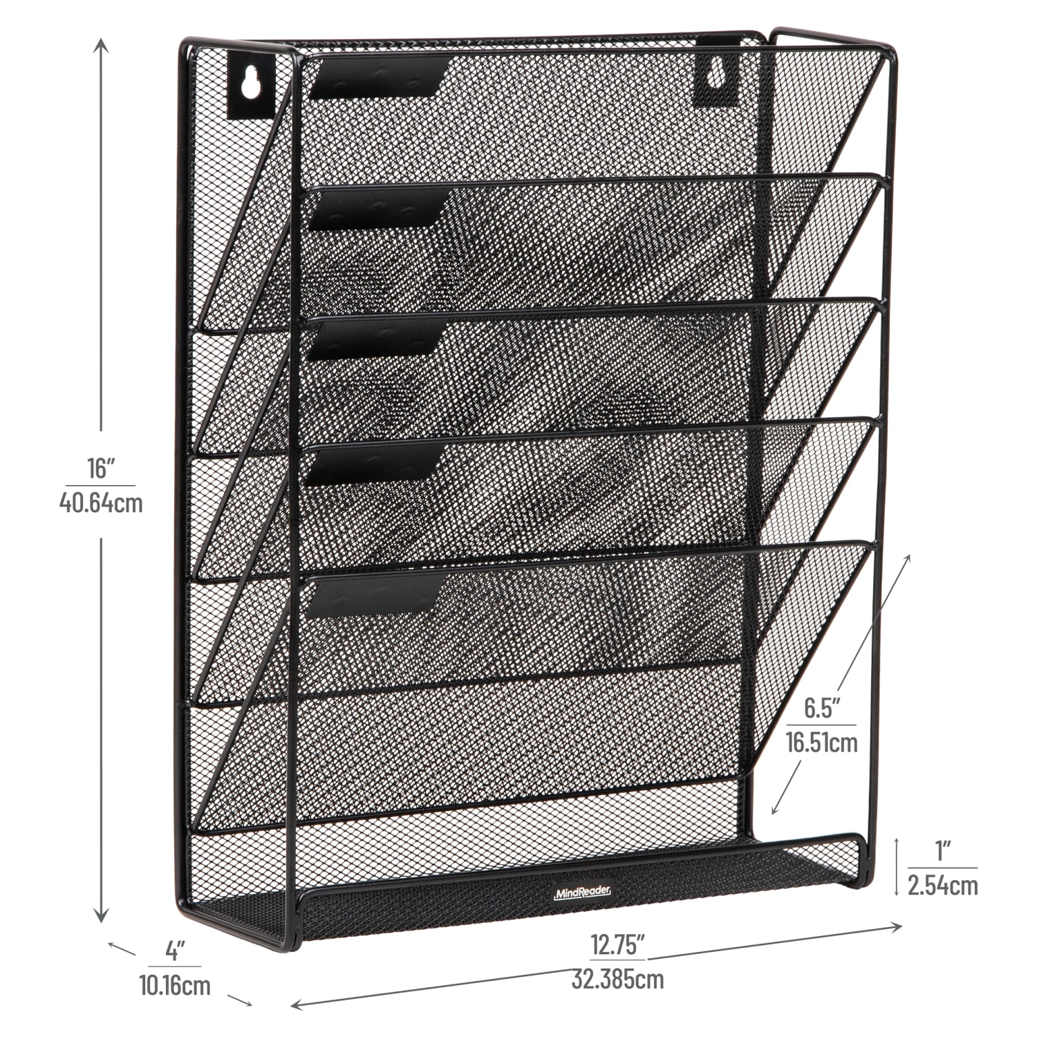 Mind Reader 5-Tier Vertical File Storage Basket, 16inH x 4in W x 12-3/4in D, Black - Image 4