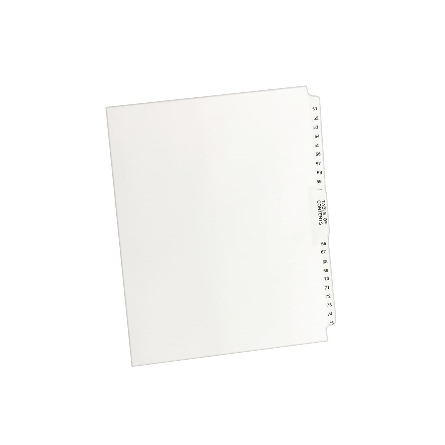 Avery Premium Collated Legal Dividers Avery Style, Side-Tab, 51-75 & Table Of Contents, 8-1/2in x 11in