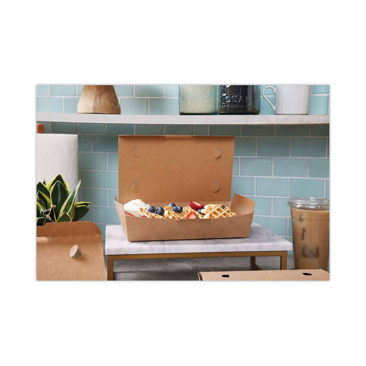 Pactiv Evergreen EarthChoice Tamper Evident OneBox Paper Boxes, 2inH x 9inW x 4-7/8inD, Kraft, Carton Of 100 Boxes - Image 5