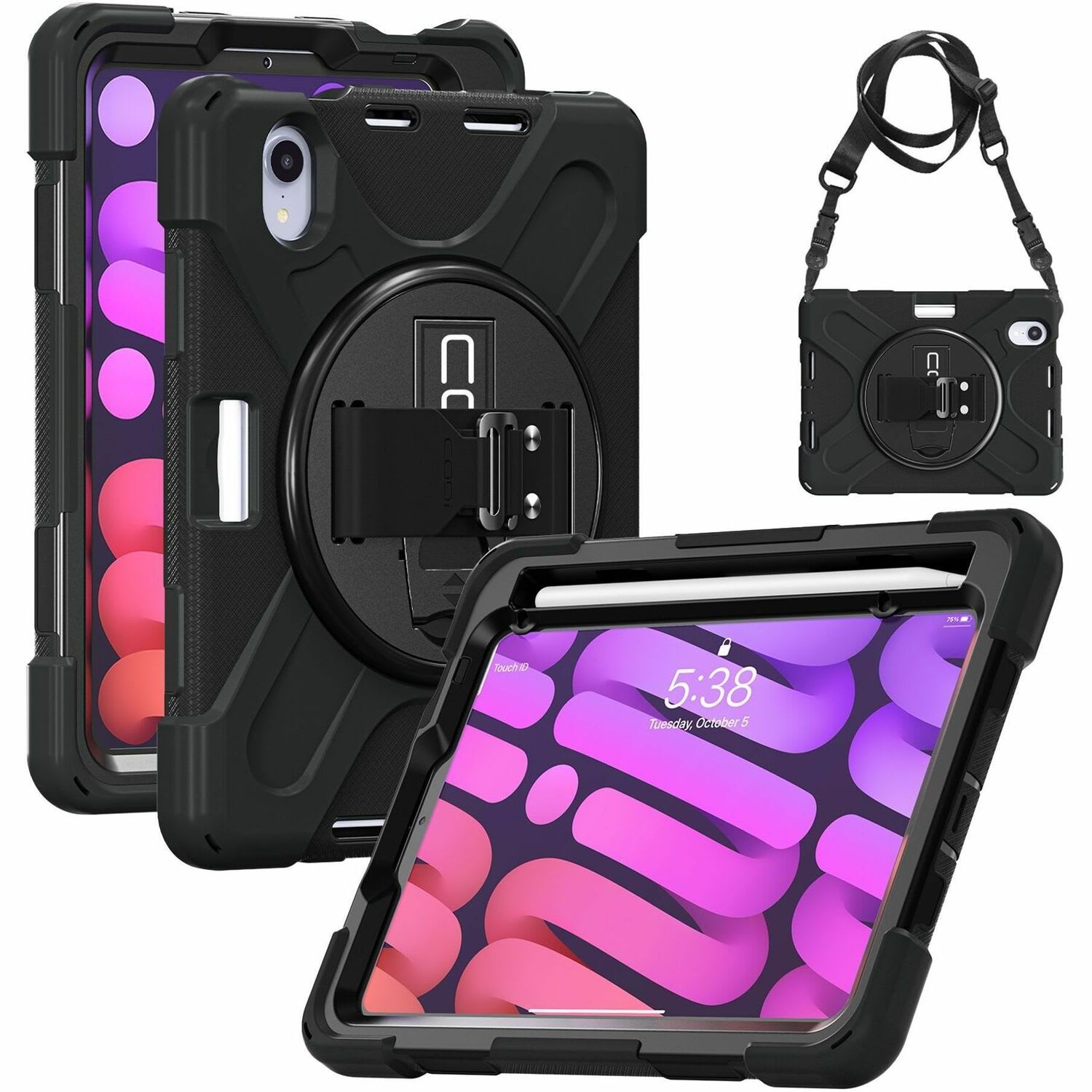 CODi Rugged Carrying Case Apple iPad Mini 6/iPad Mini A17 Pro Tablet - Black - Drop Resistant, Shock Resistant, Bump Resistant, Shock Absorbing