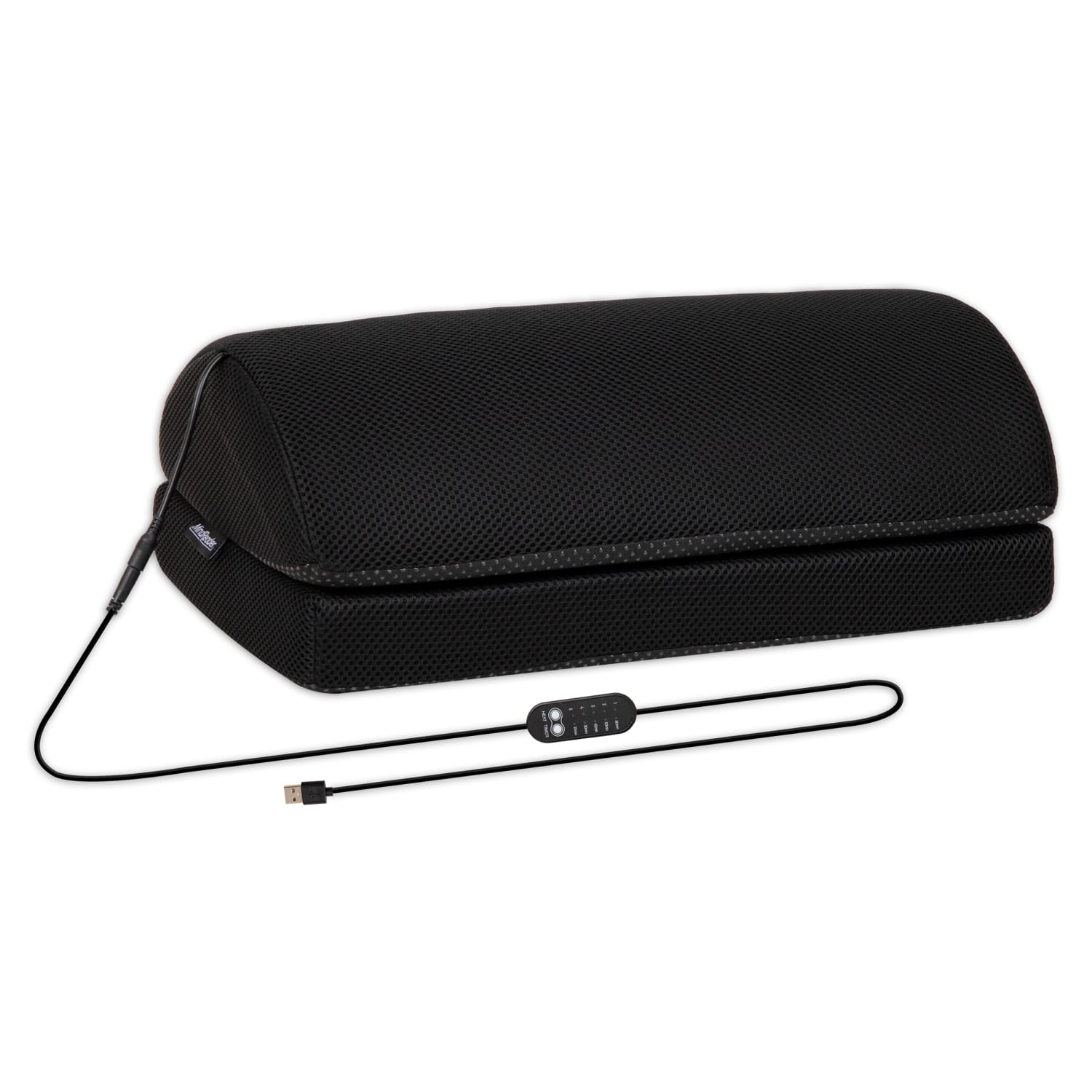 Mind Reader Heated Memory Foam Footrest, 5-3/4inH x 10inW x 16-1/2inD, Black