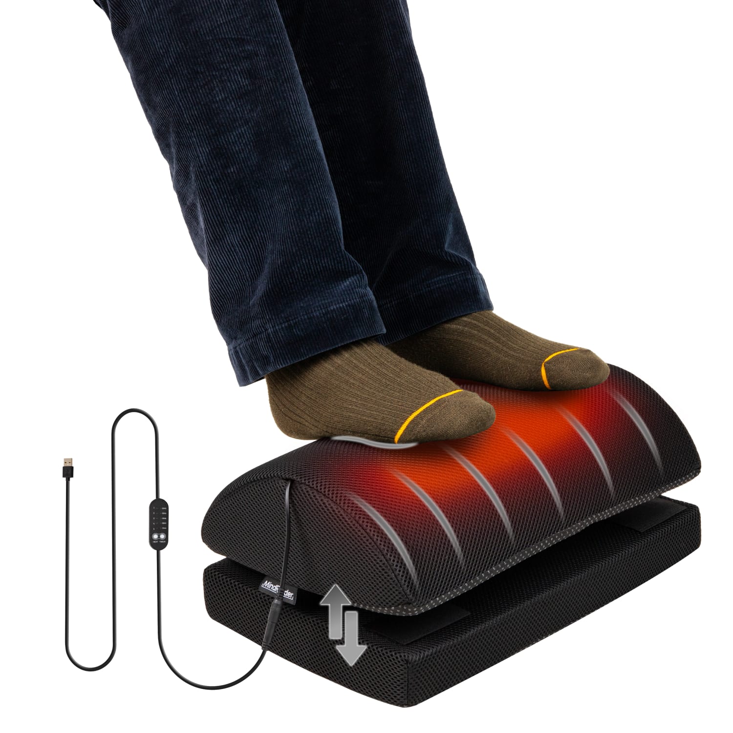 Mind Reader Heated Memory Foam Footrest, 5-3/4inH x 10inW x 16-1/2inD, Black - Image 3
