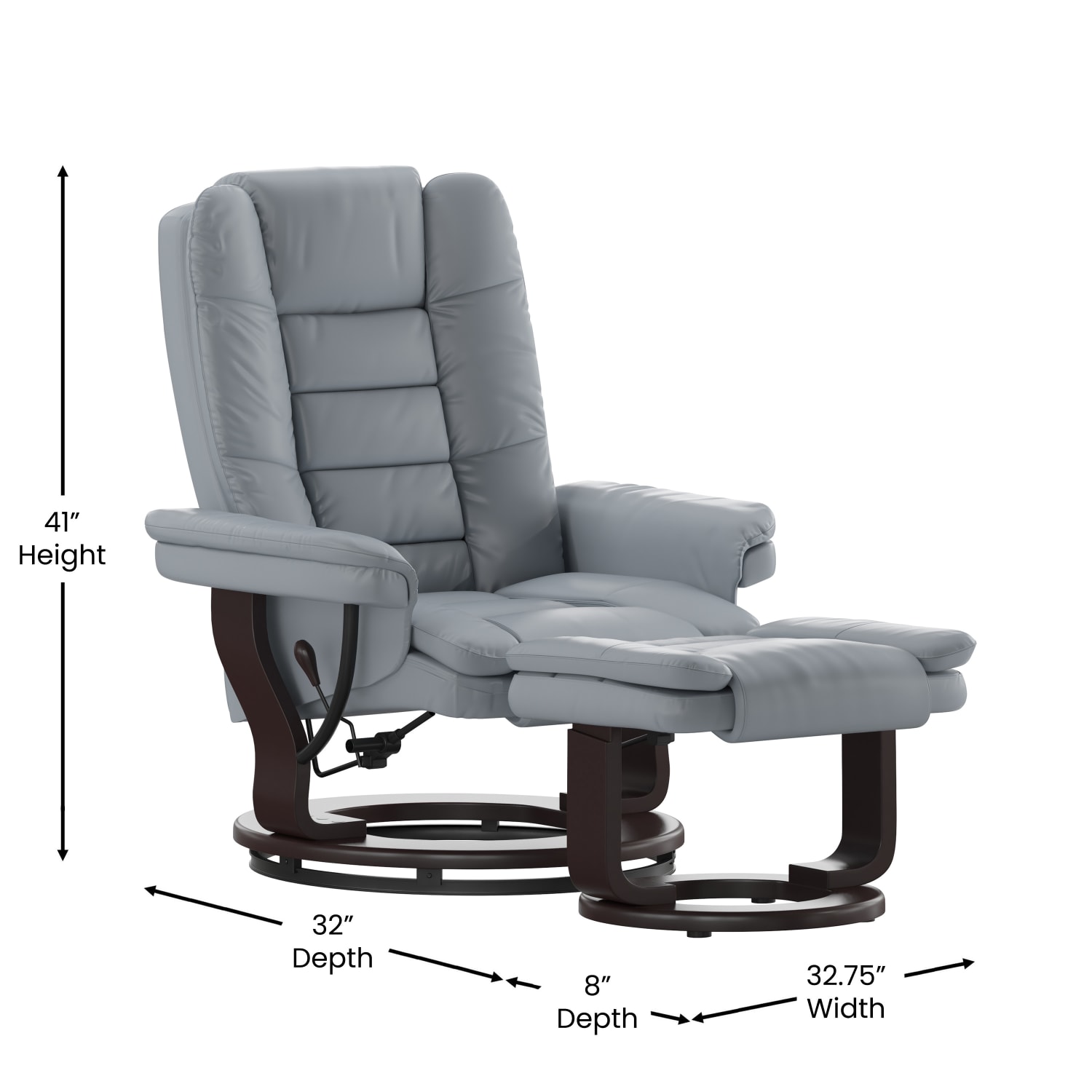 Flash Furniture Contemporary LeatherSoft Recliner With Ottoman, Gray - Image 6