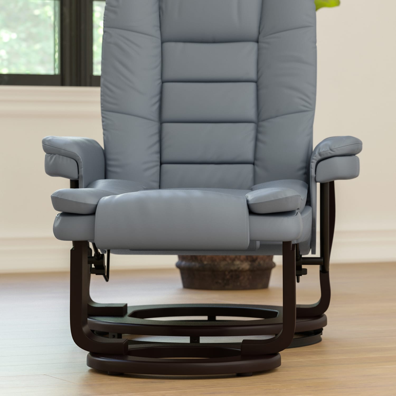 Flash Furniture Contemporary LeatherSoft Recliner With Ottoman Gray PopularChairscom