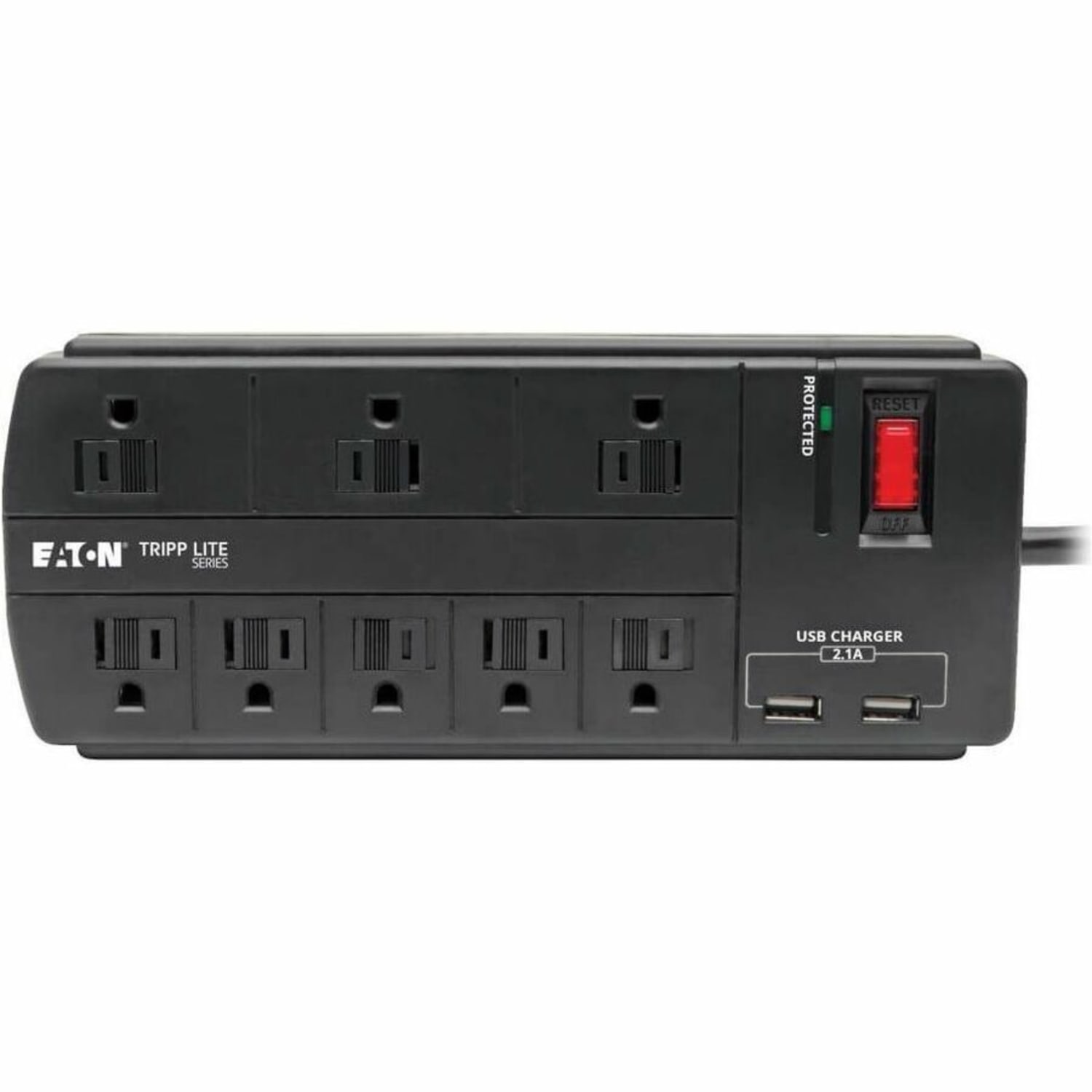 Eaton Tripp Lite Series 8-Outlet Surge Protector Power Strip with 2 USB Ports (2.1A Shared) - 8 ft. Cord, 1200 Joules, Black - TLP88USBB - Image 3