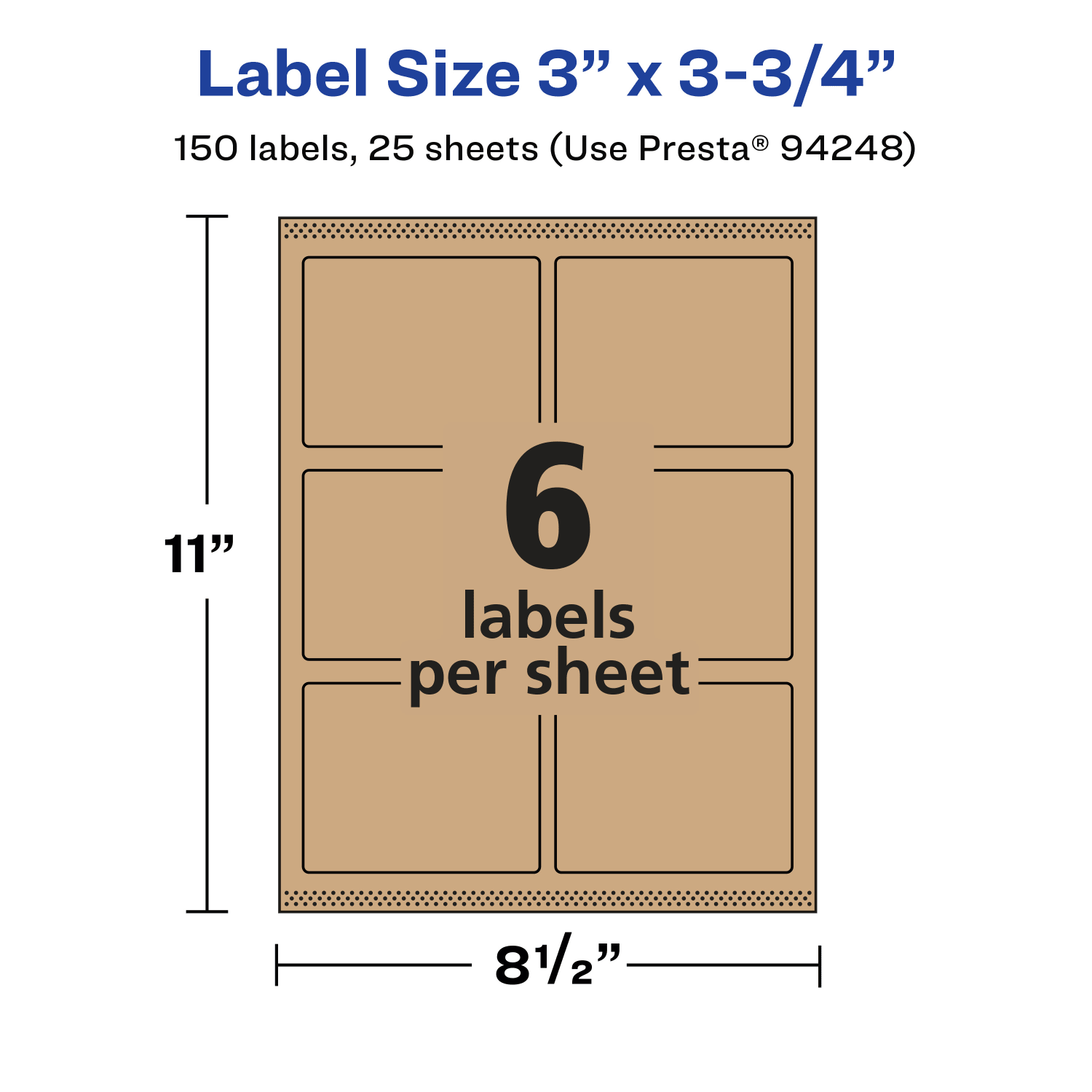 Avery Kraft Permanent Labels With Sure Feed, 94248-KMP25, Rectangle, 3in x 3-3/4in, Brown, Pack Of 150 - Image 6