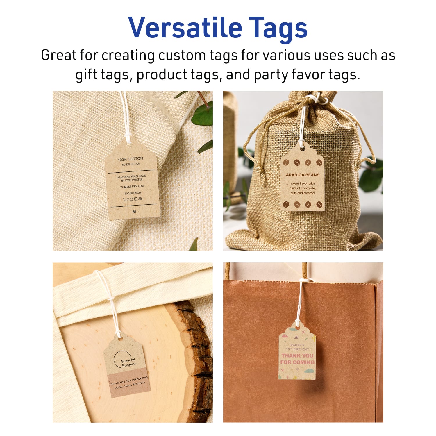 Avery Printable Tags With Sure Feed Technology, Print-To-The-Edge, 2inx1.25in, Kraft Brown, Pack Of 450 - Image 4