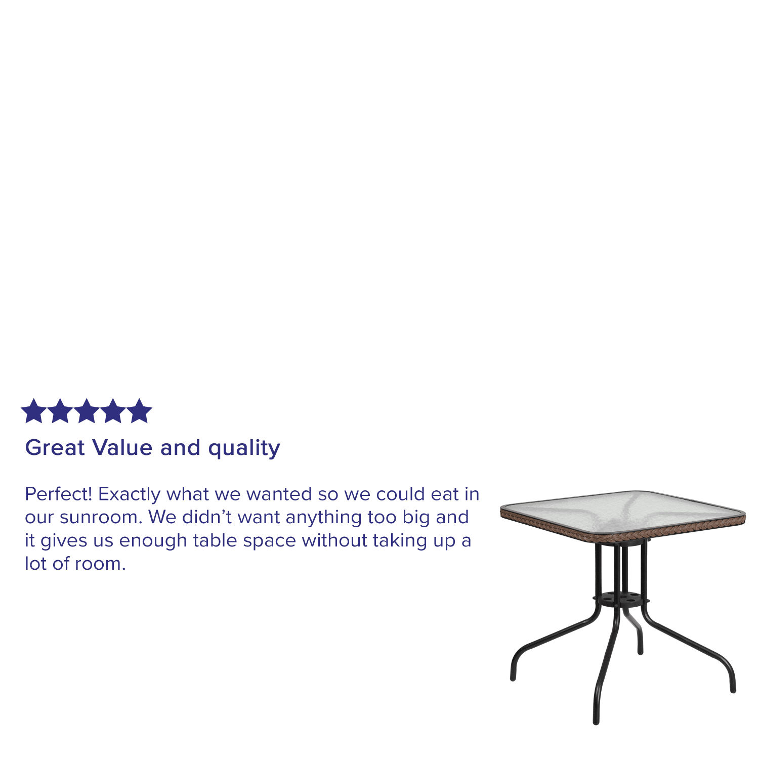 Flash Furniture Barker Square Tempered-Glass Metal Outdoor Furniture Table With Rattan Edging, 28inH x 28inW x 28inD, Clear/Dark Brown - Image 5