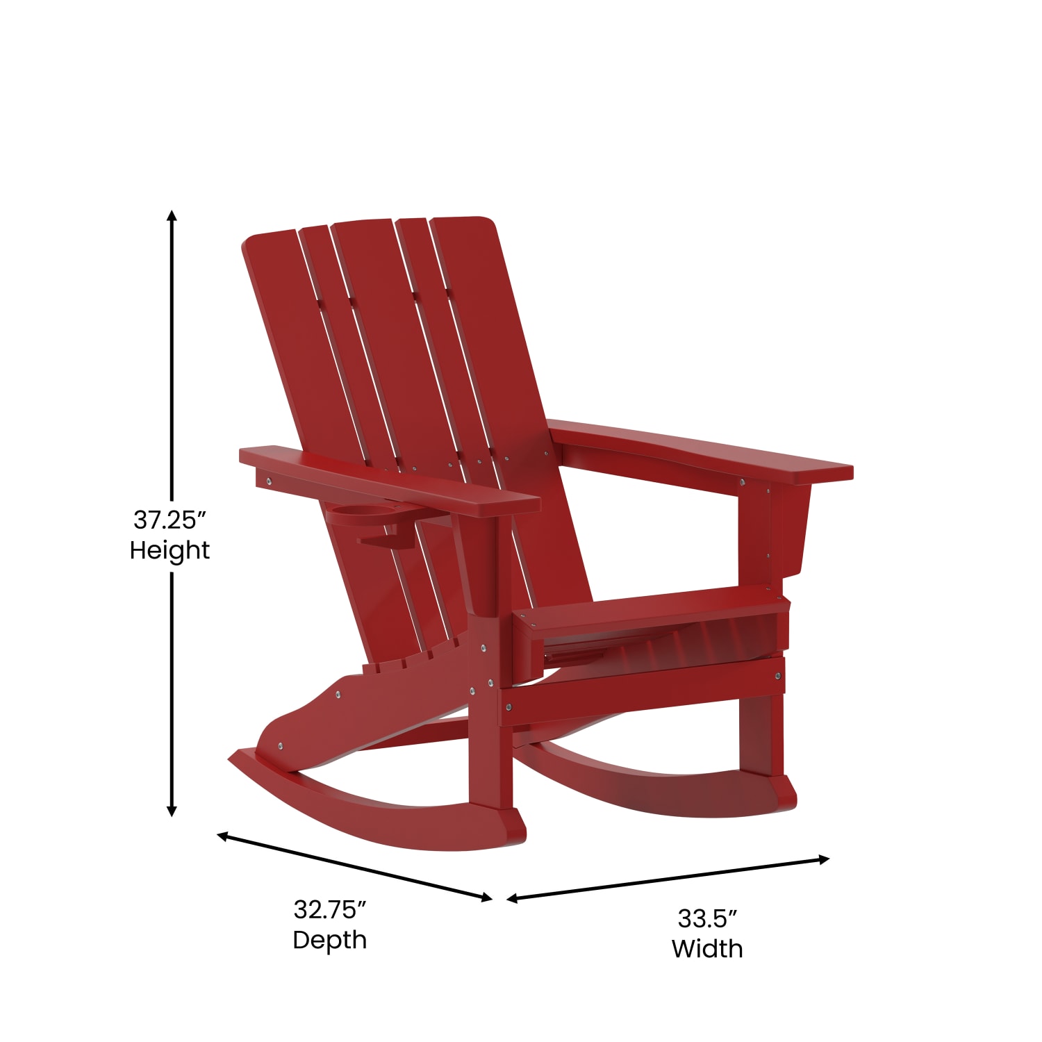 Flash Furniture Halifax All-Weather Adirondack Chair with Cup Holder and Pull-Out Ottoman, Red - Image 6