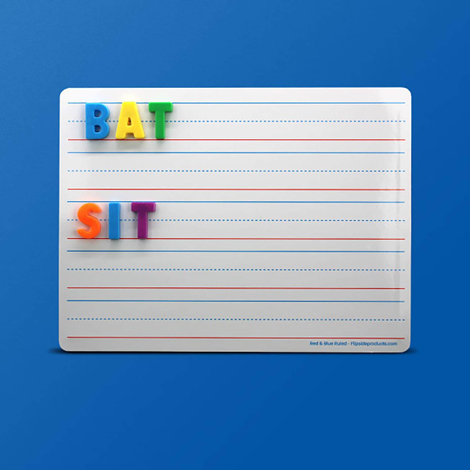 Flipside Products Magnetic Dry-Erase Learning Mats, 2-Sided Red & Blue Ruled/Plain, 9in x 12in, Pack Of 48 Mats - Image 4