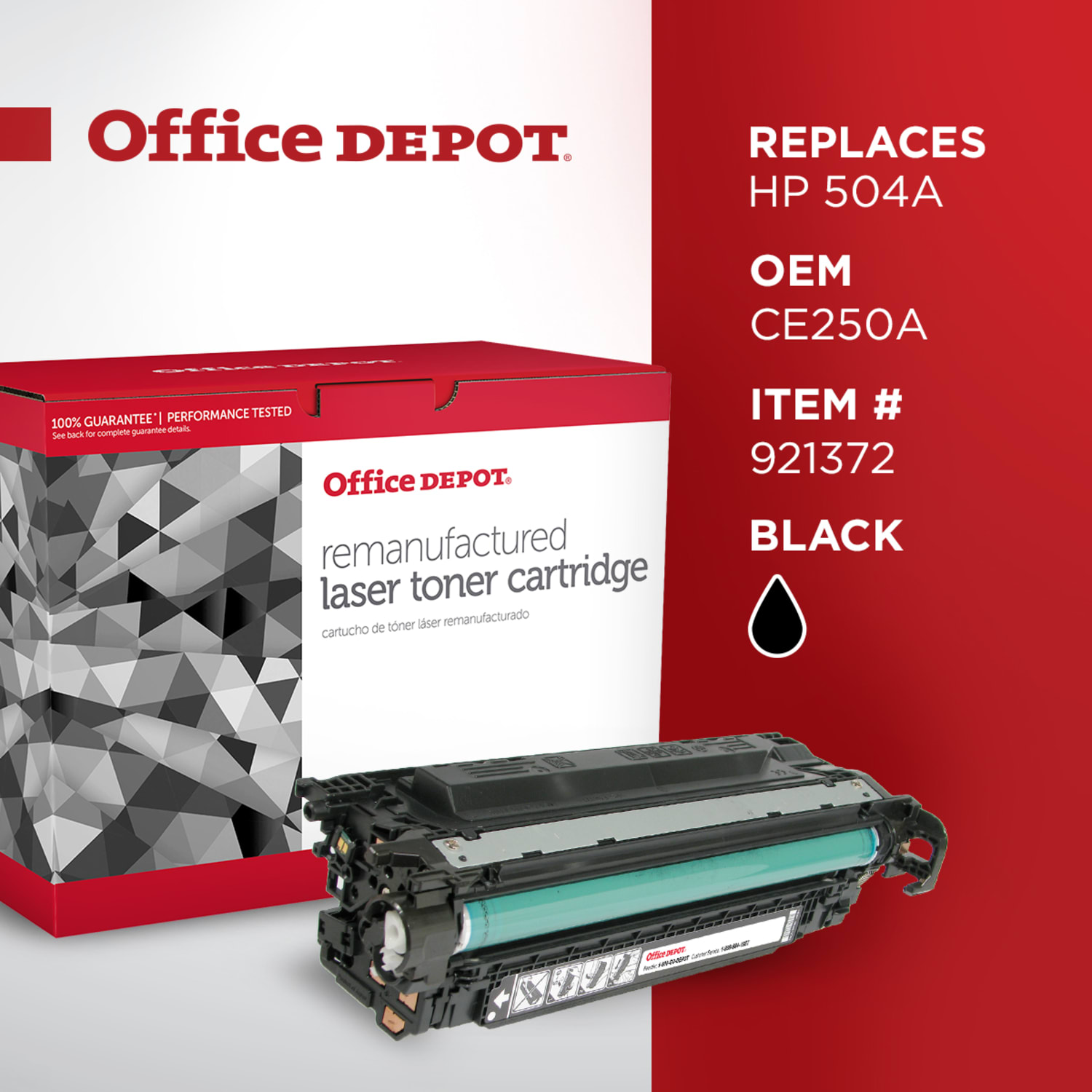 Office Depot Remanufactured Black Toner Cartridge Replacement For HP 504A, CE250A - Image 6