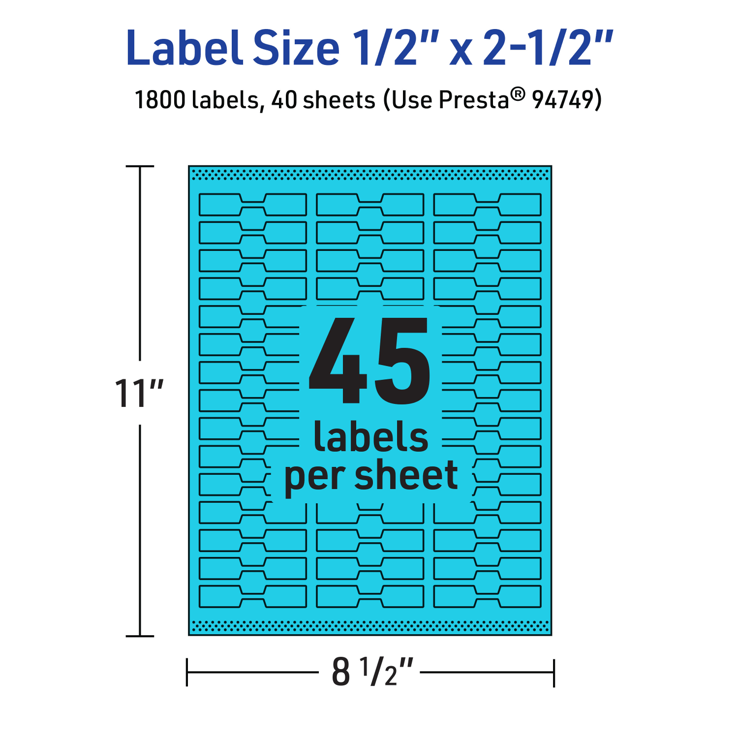 Avery Printable Labels With Sure Feed Technology, 94749-BBP40, Barbell, 1/2in x 2-1/2in, Matte Bright Blue, Pack of 1800 - Image 6