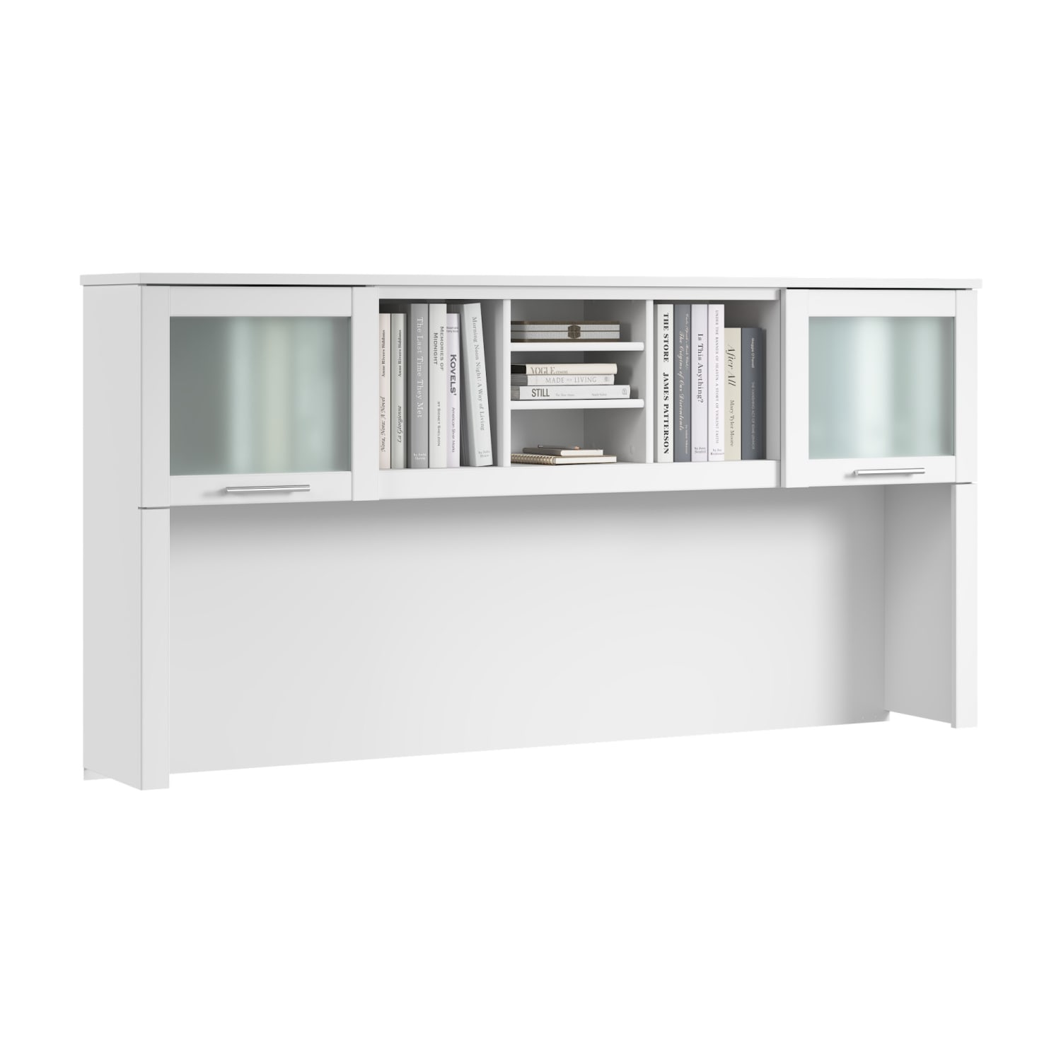 Bush Furniture Hutch For L-Shaped Desk, 72inW, White, Standard Delivery - Image 3