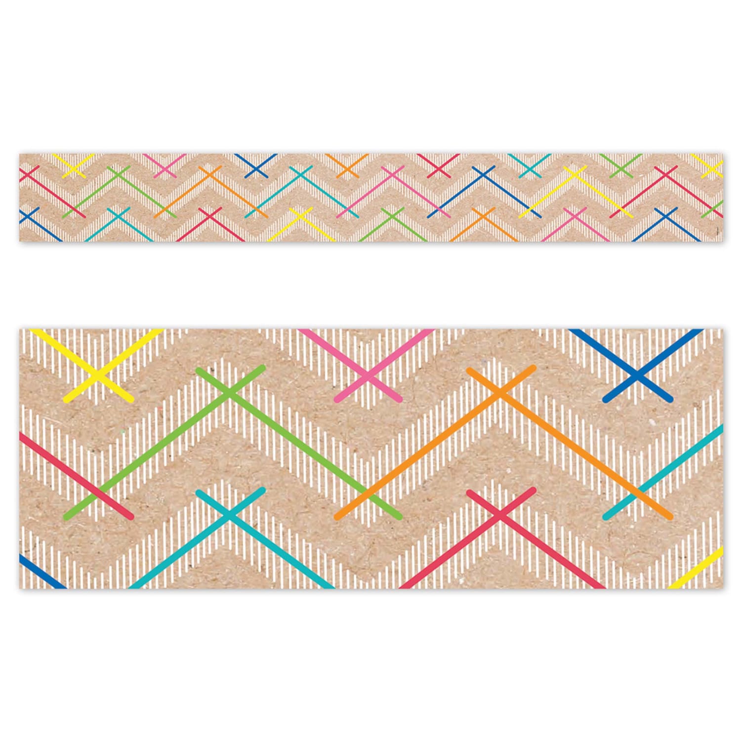 Creative Teaching Press EZ Borders, Krafty Pop Colorful Kraft Chevron, 24 Borders Per Pack, Set Of 3 Packs - Image 4