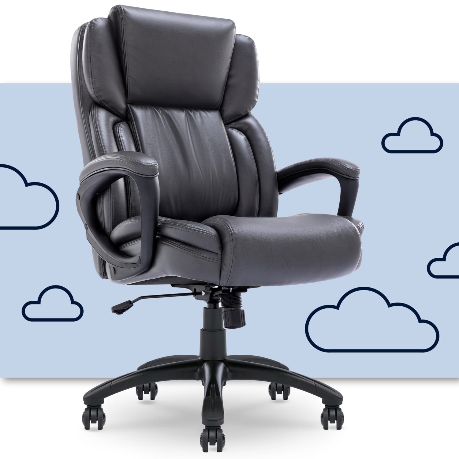 Serta Garret - Chair - executive - ergonomic - armrests - ring-shaped - tilt - swivel - bonded leather - space gray - Image 3