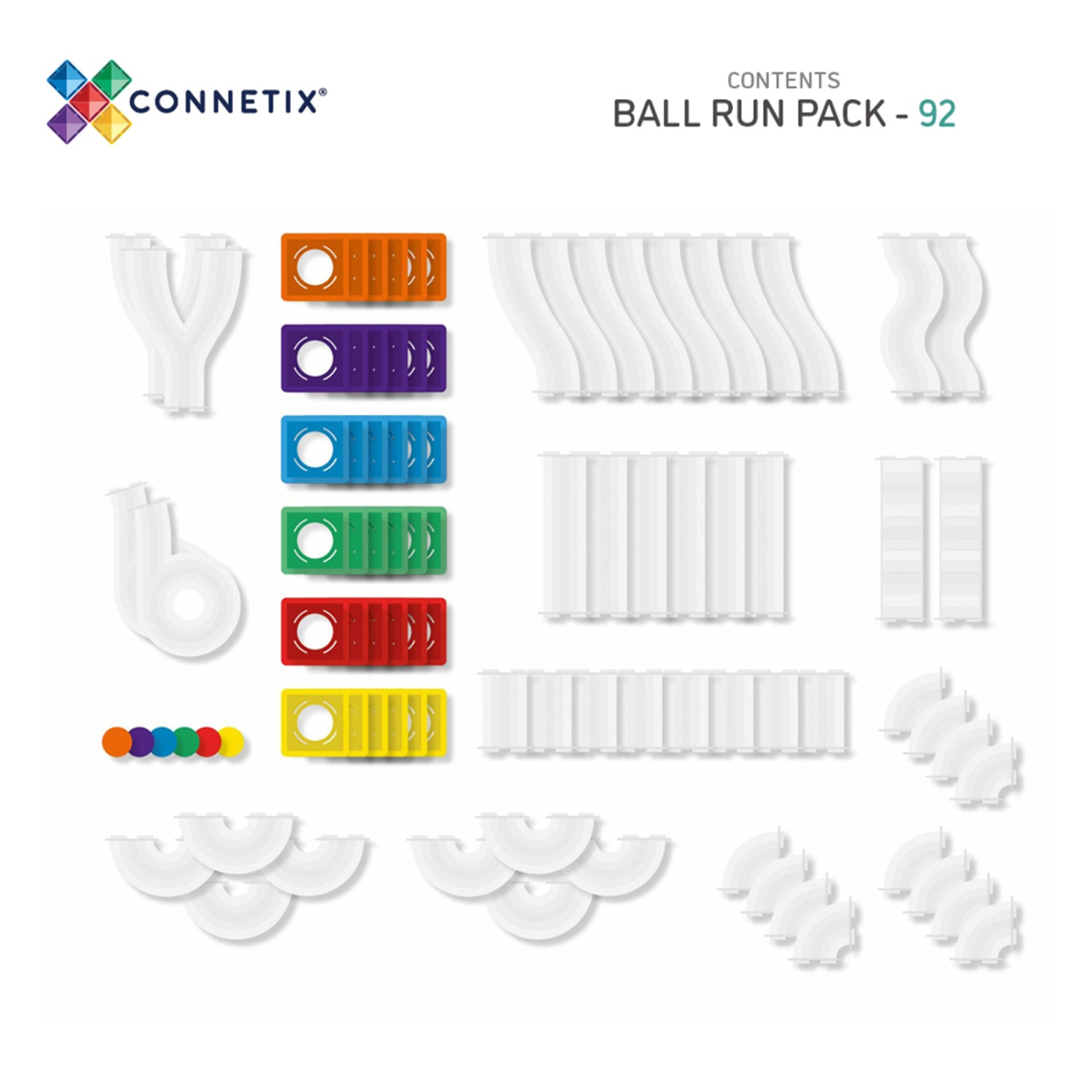 Connetix Magnetic Tiles Rainbow Ball Run Pack, 92 Pieces - Image 3
